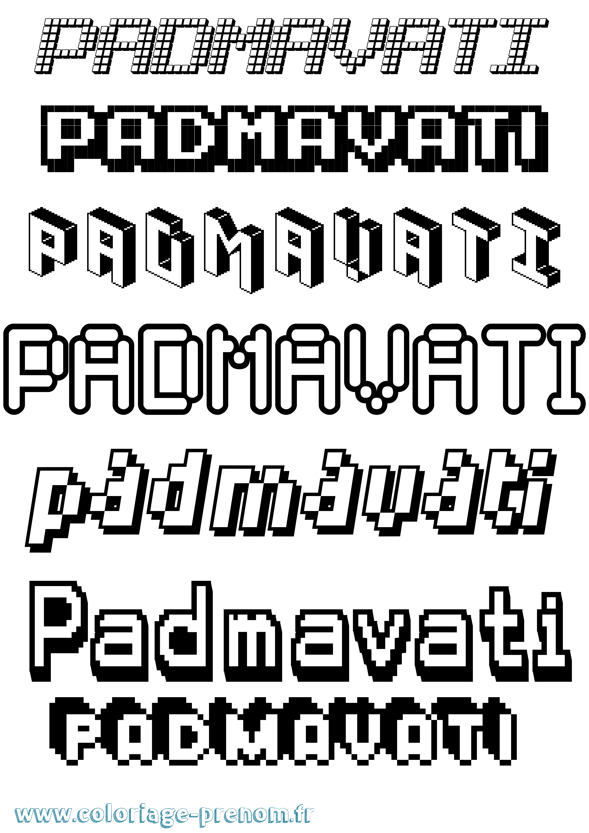 Coloriage prénom Padmavati Pixel