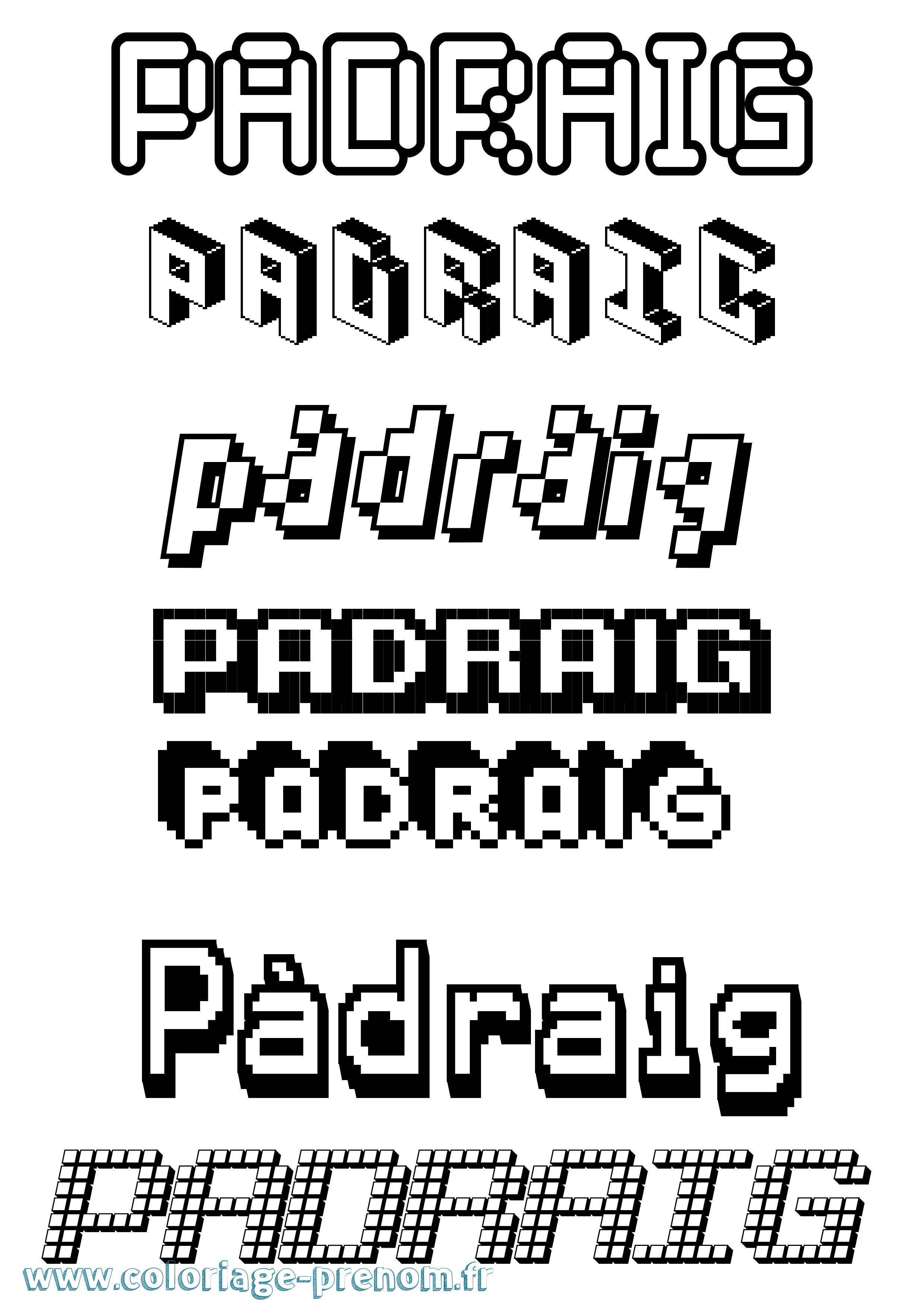 Coloriage prénom Pádraig Pixel