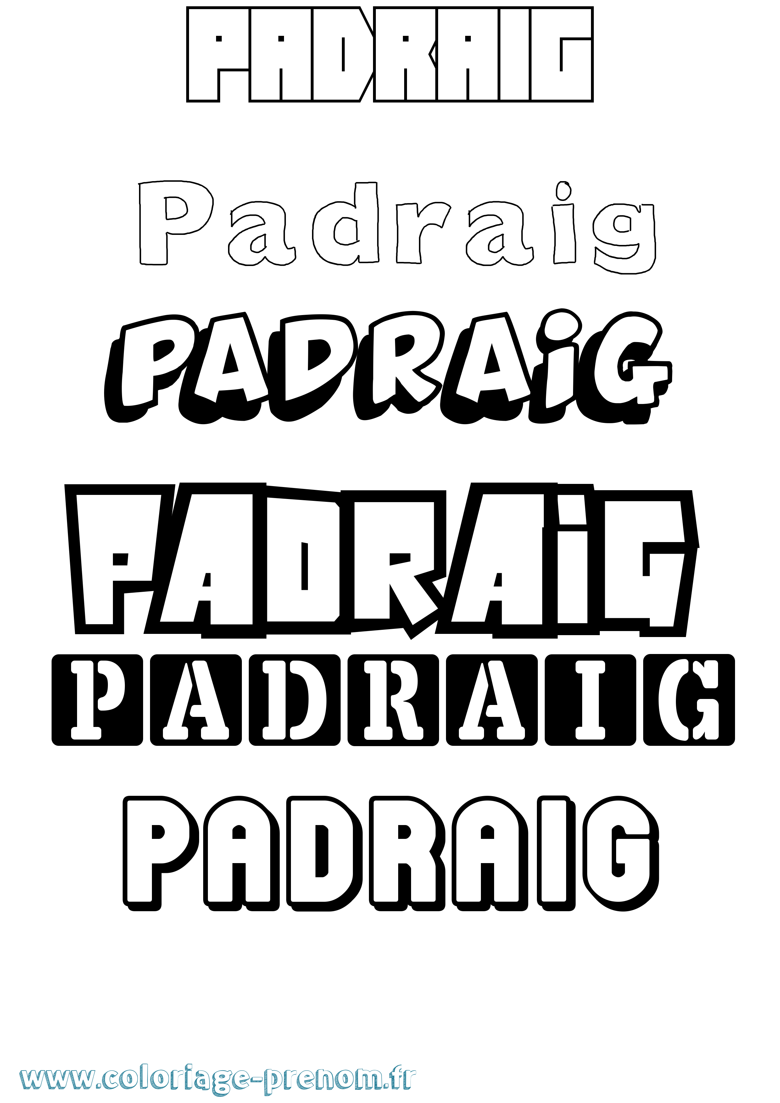 Coloriage prénom Pádraig Simple