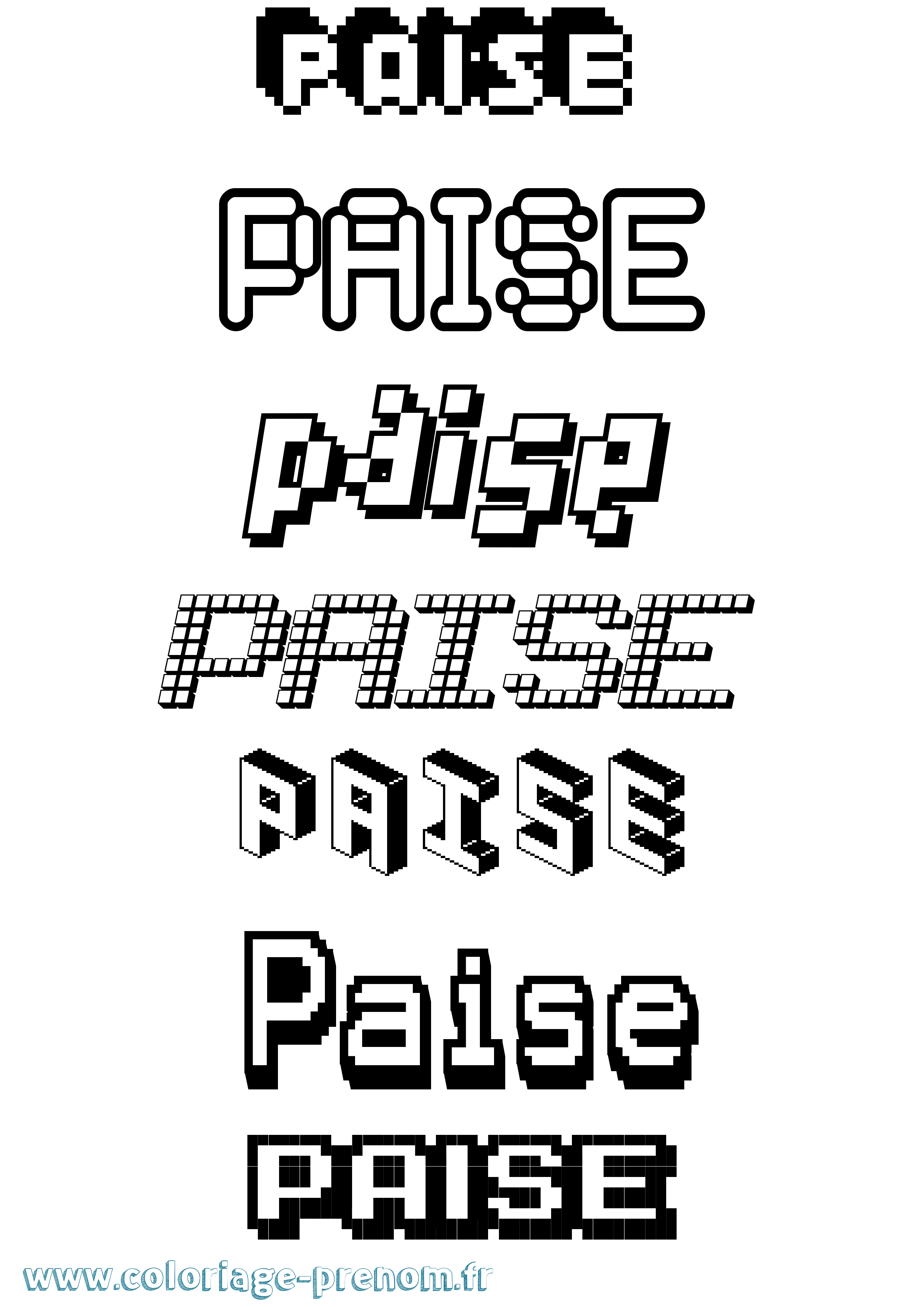 Coloriage prénom Paise Pixel