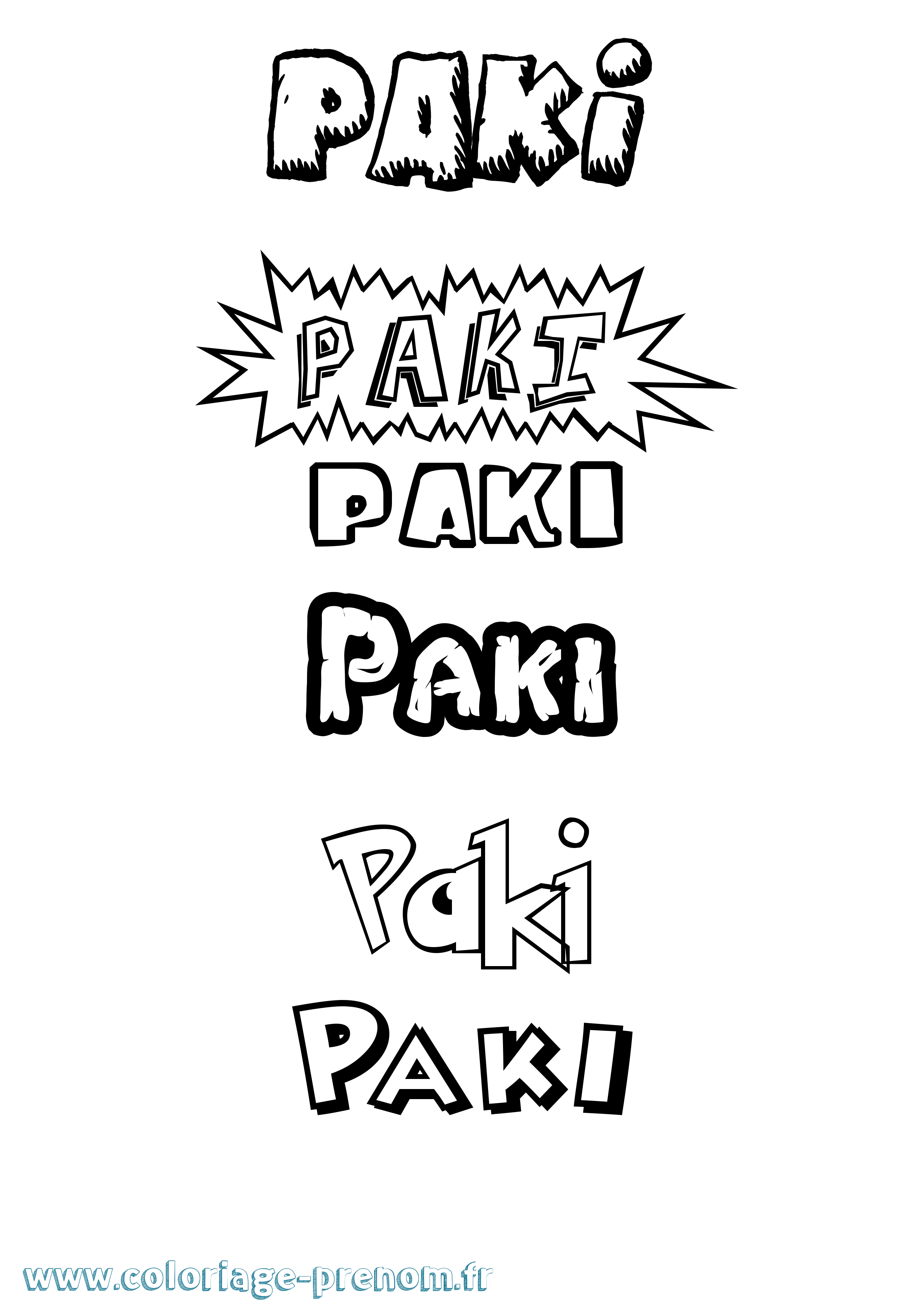 Coloriage prénom Paki Dessin Animé
