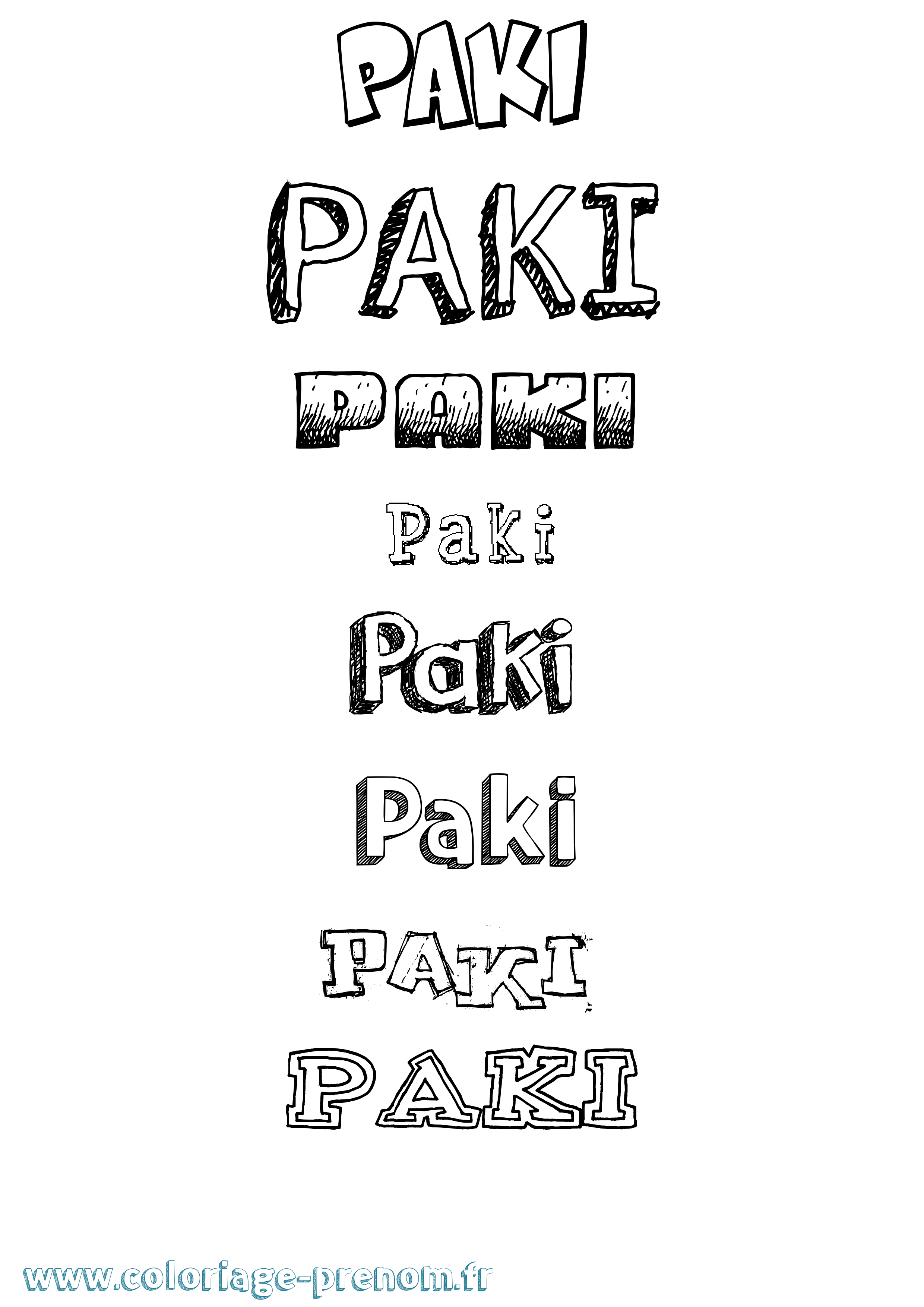 Coloriage prénom Paki Dessiné