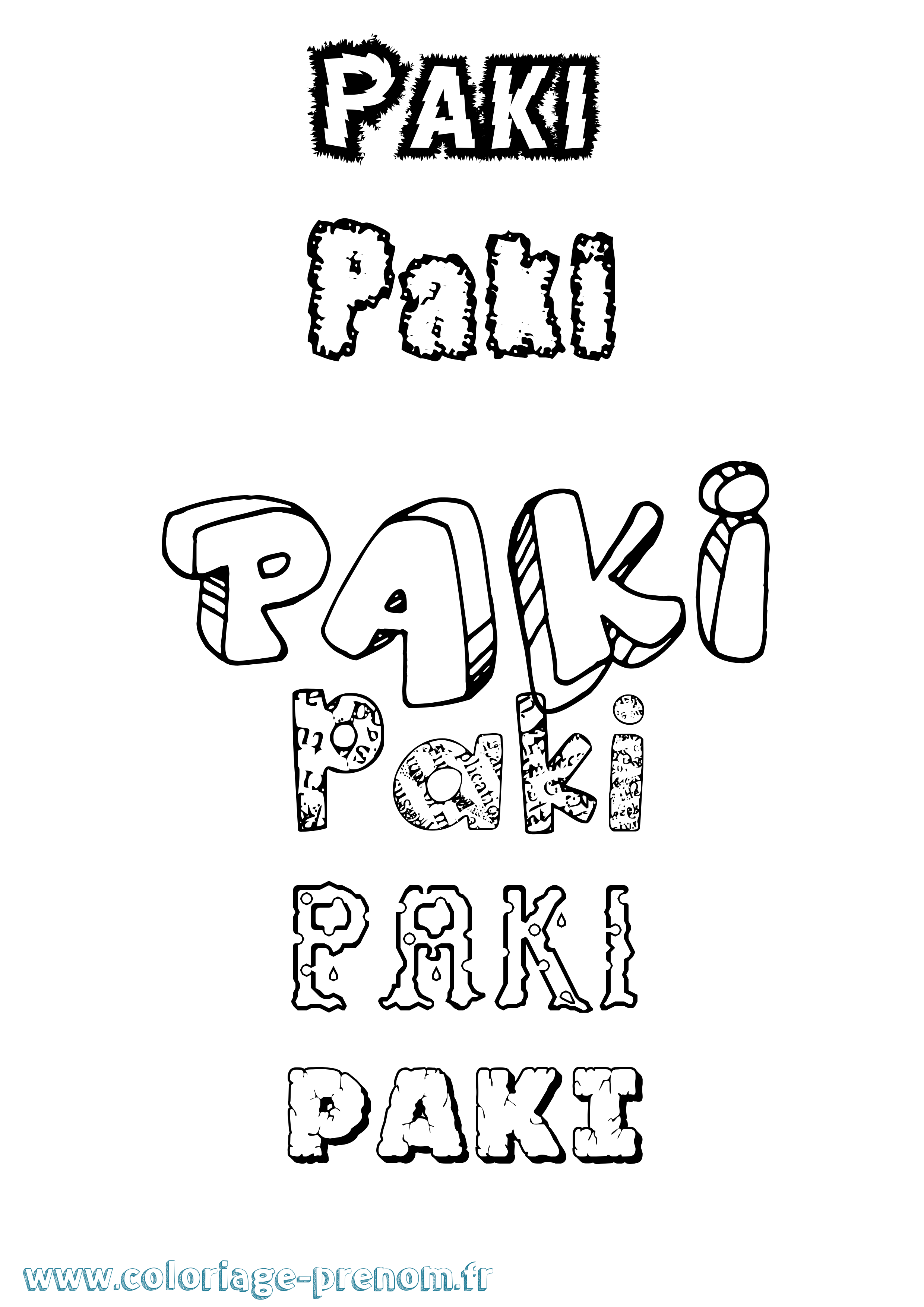 Coloriage prénom Paki Destructuré