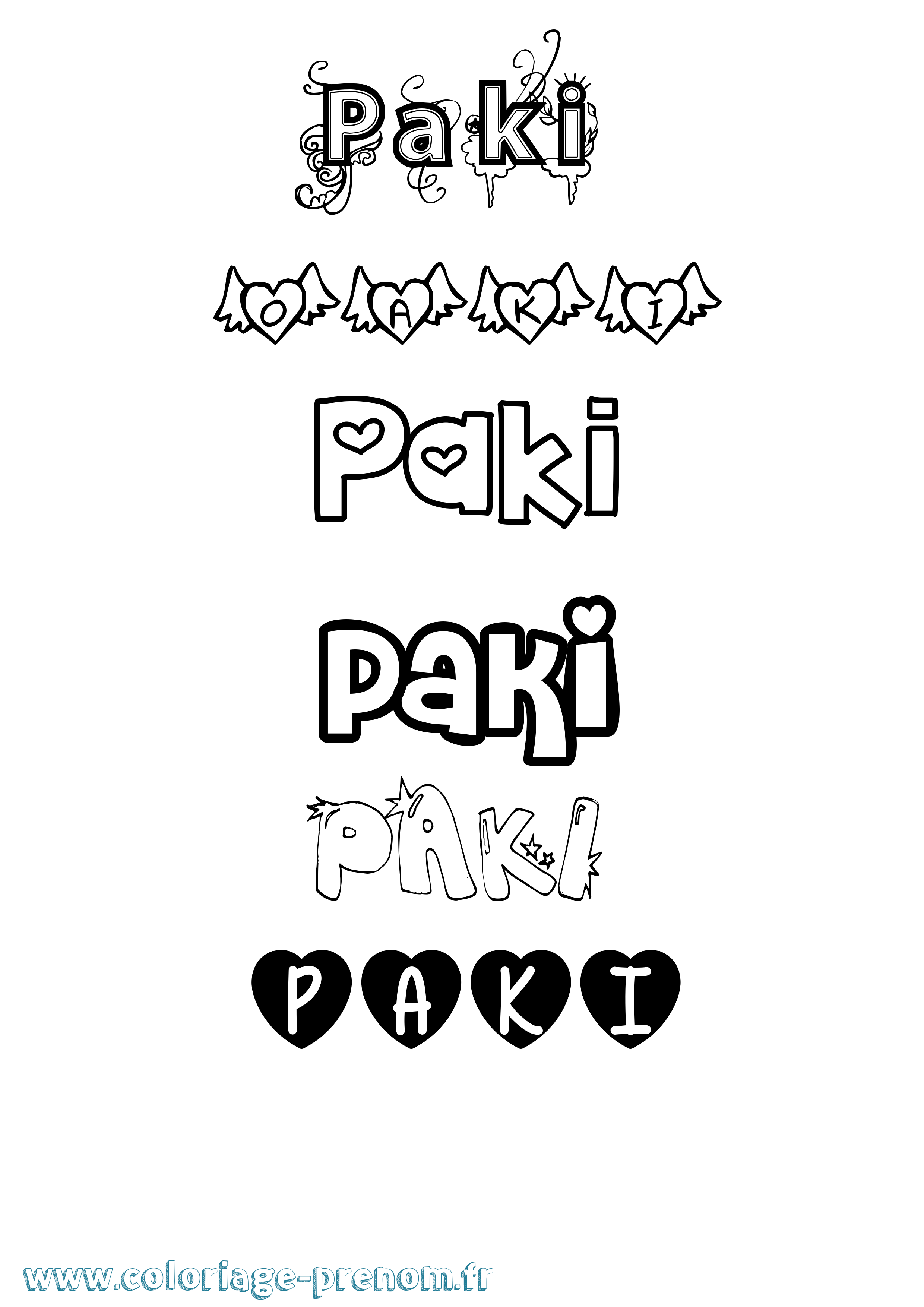 Coloriage prénom Paki Girly