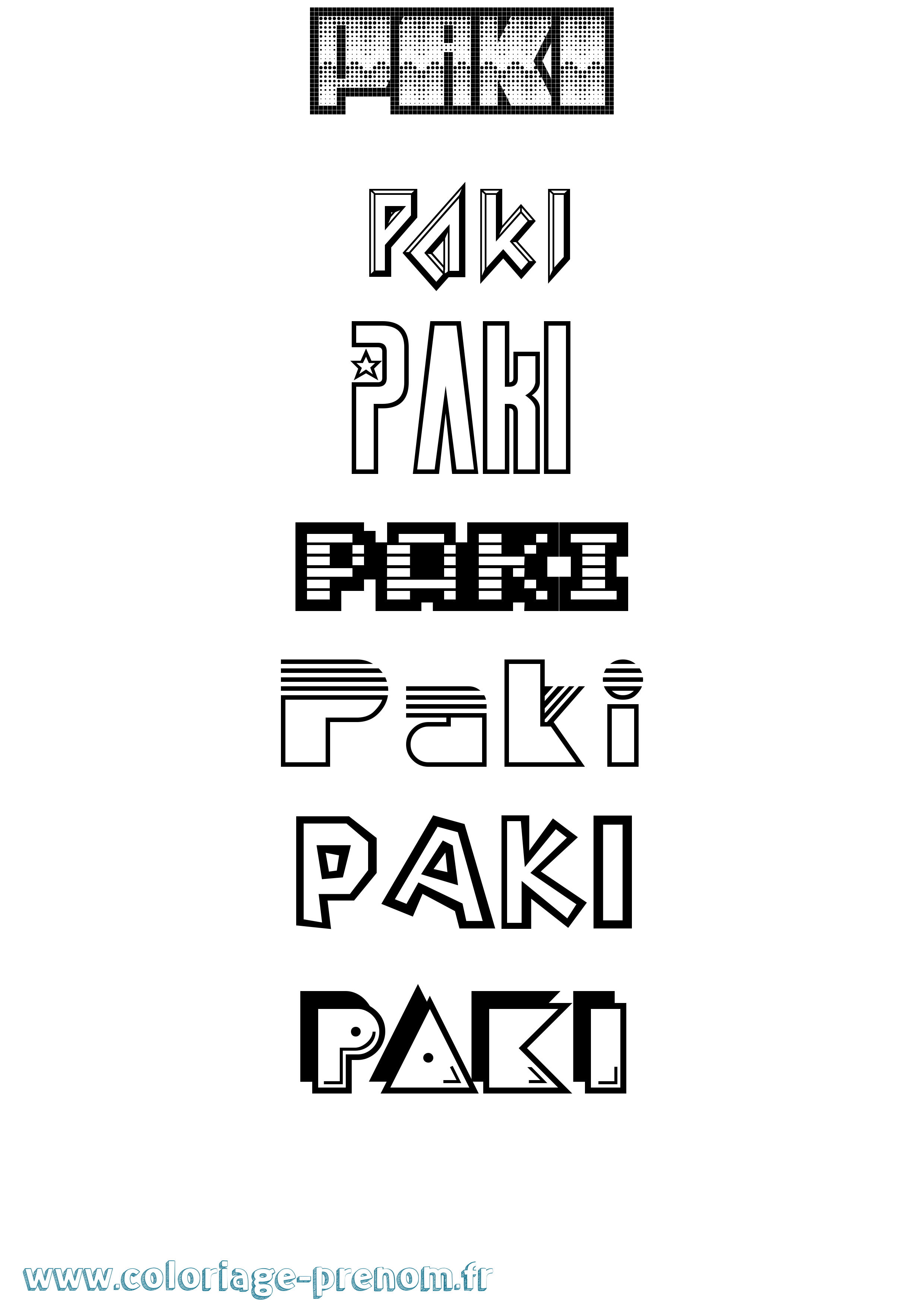 Coloriage prénom Paki Jeux Vidéos