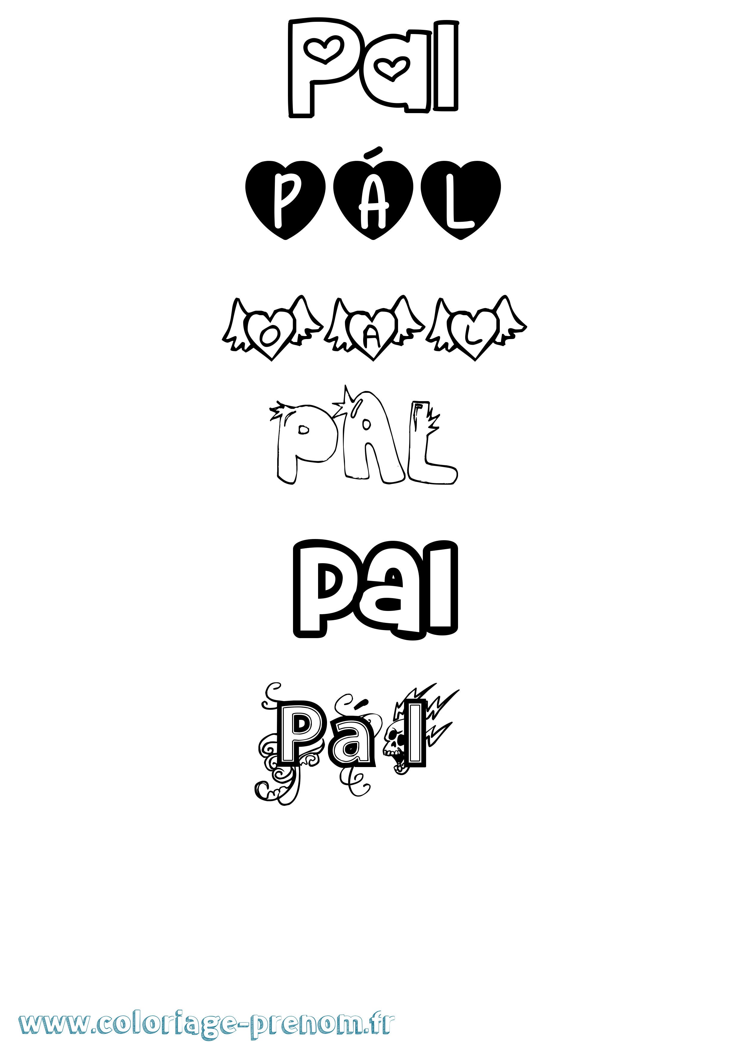 Coloriage prénom Pál Girly