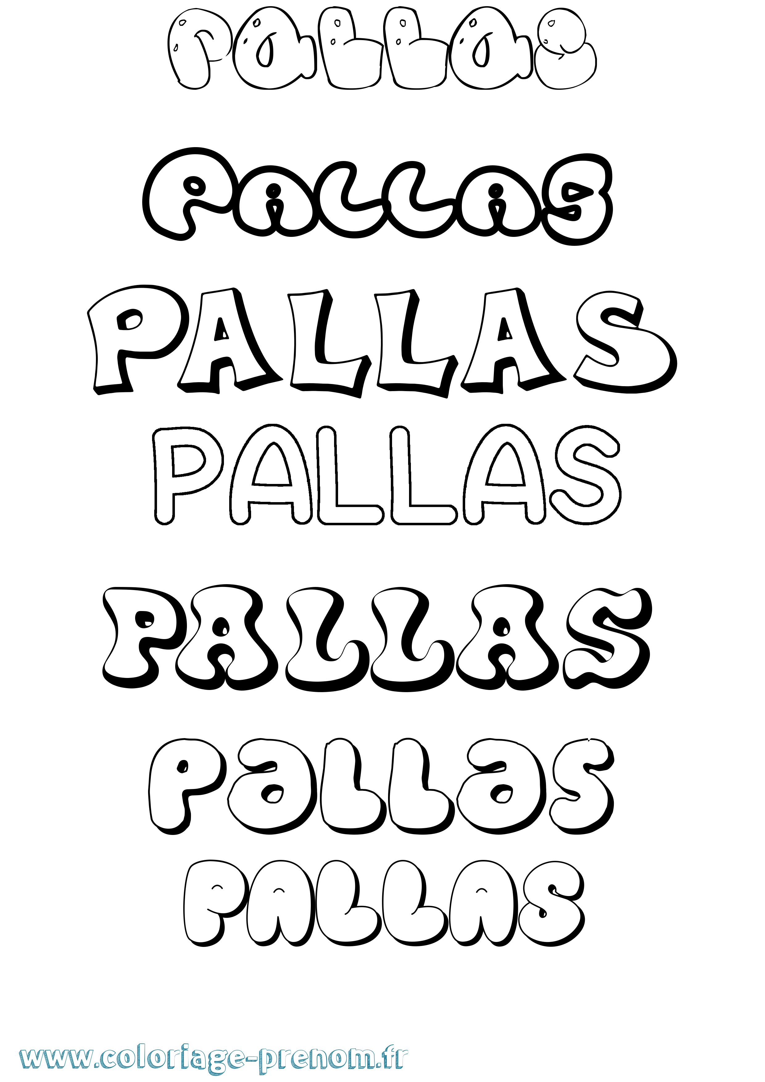 Coloriage prénom Pallas Bubble