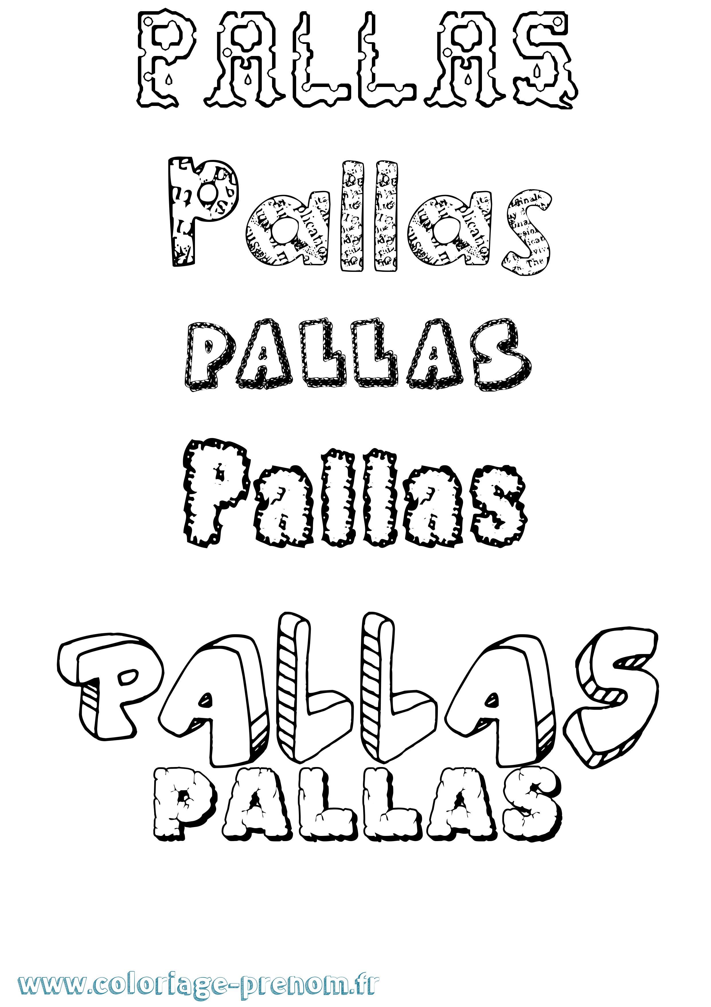 Coloriage prénom Pallas Destructuré