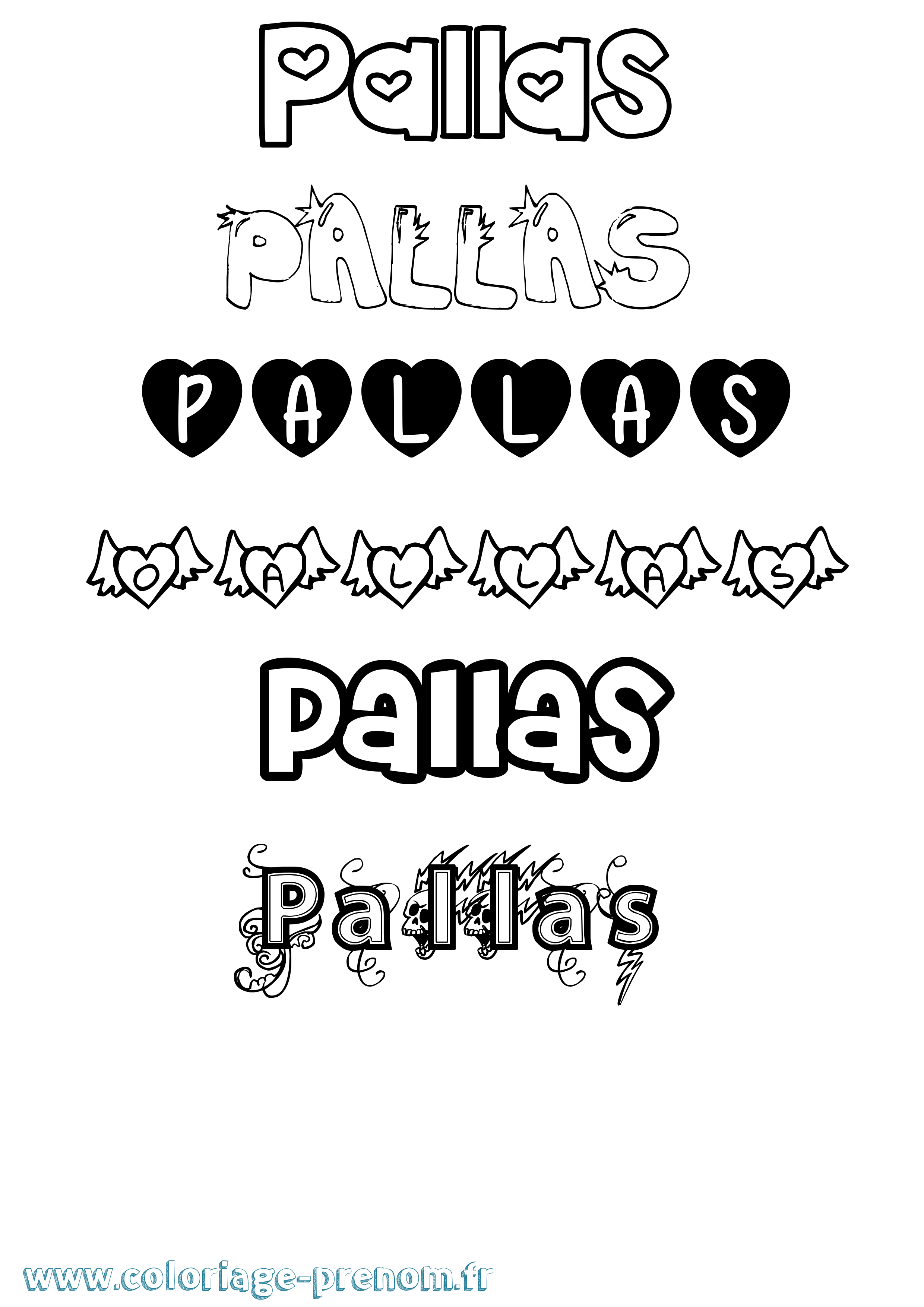 Coloriage prénom Pallas Girly