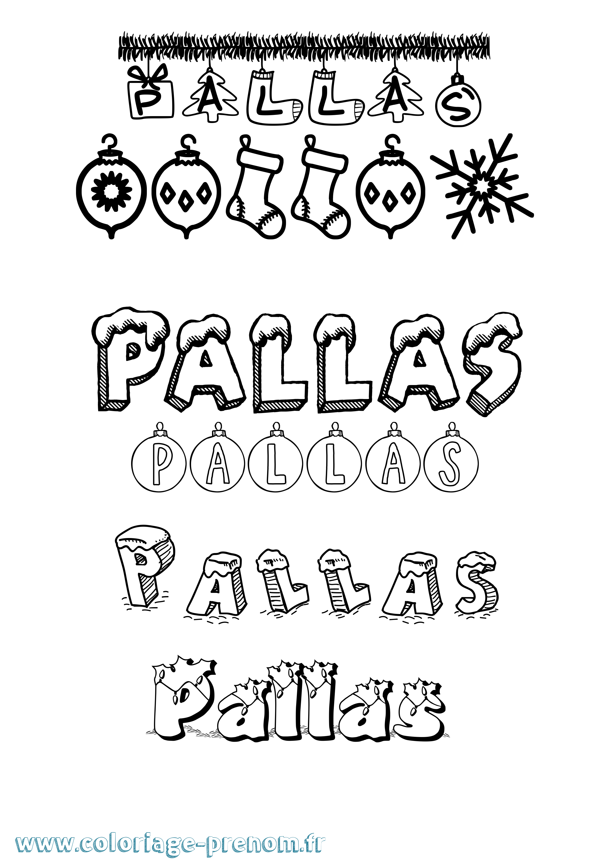 Coloriage prénom Pallas Noël