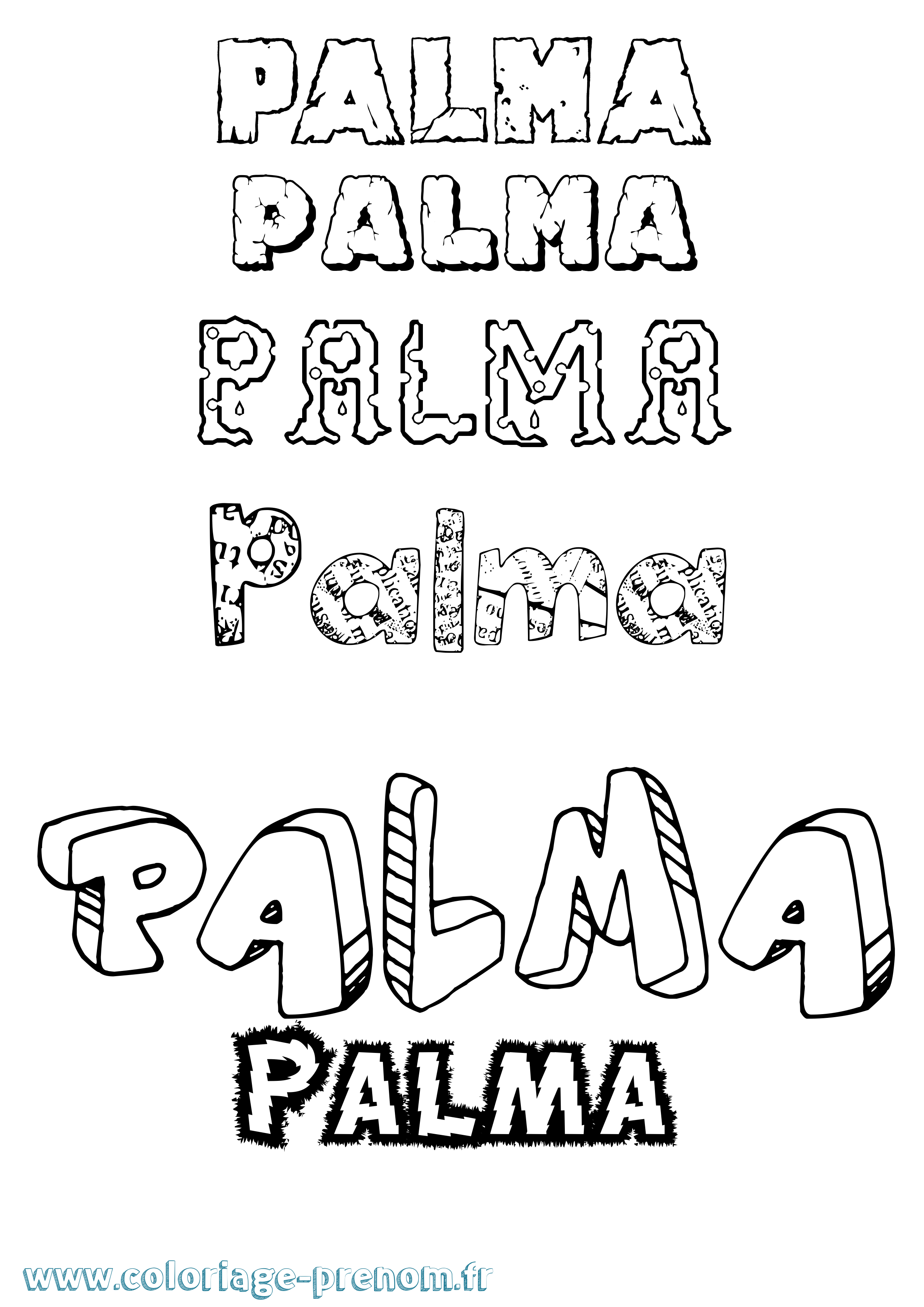 Coloriage prénom Palma Destructuré