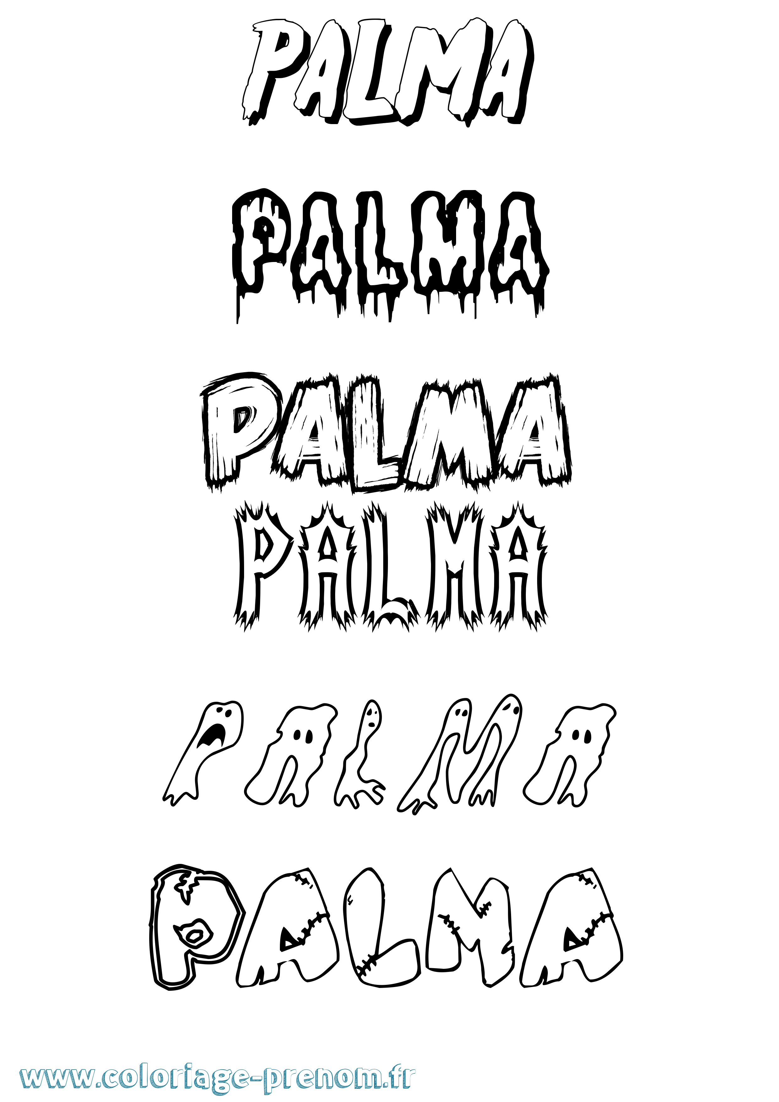 Coloriage prénom Palma Frisson