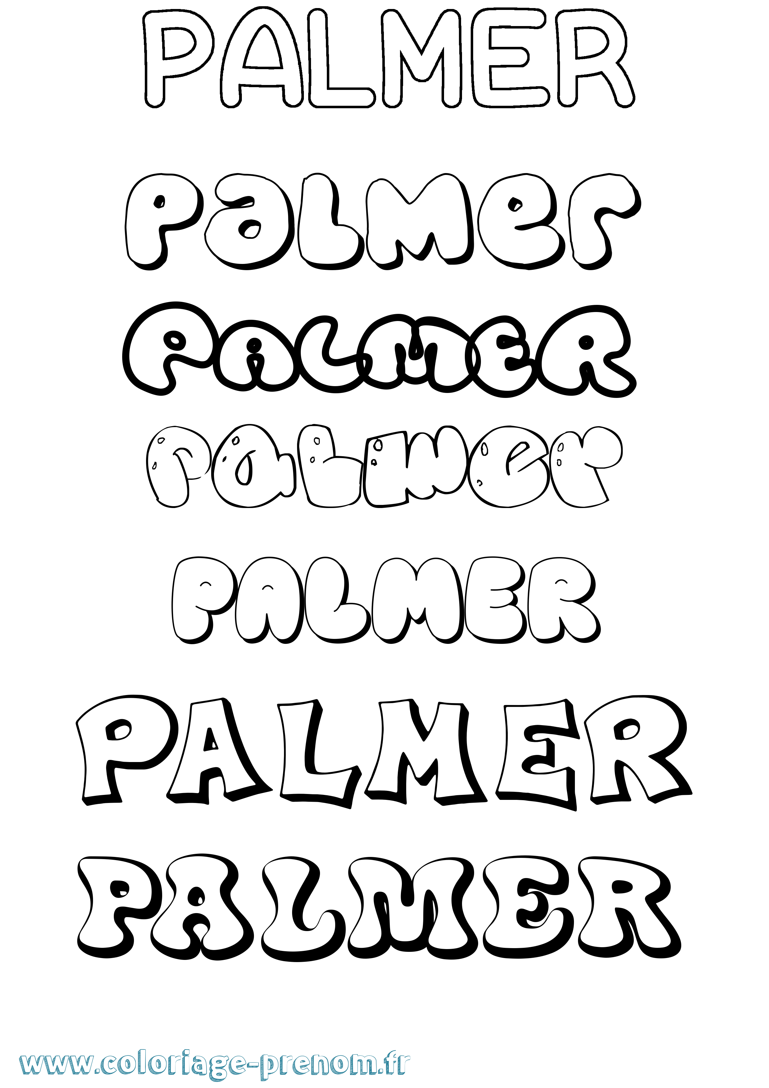 Coloriage prénom Palmer Bubble