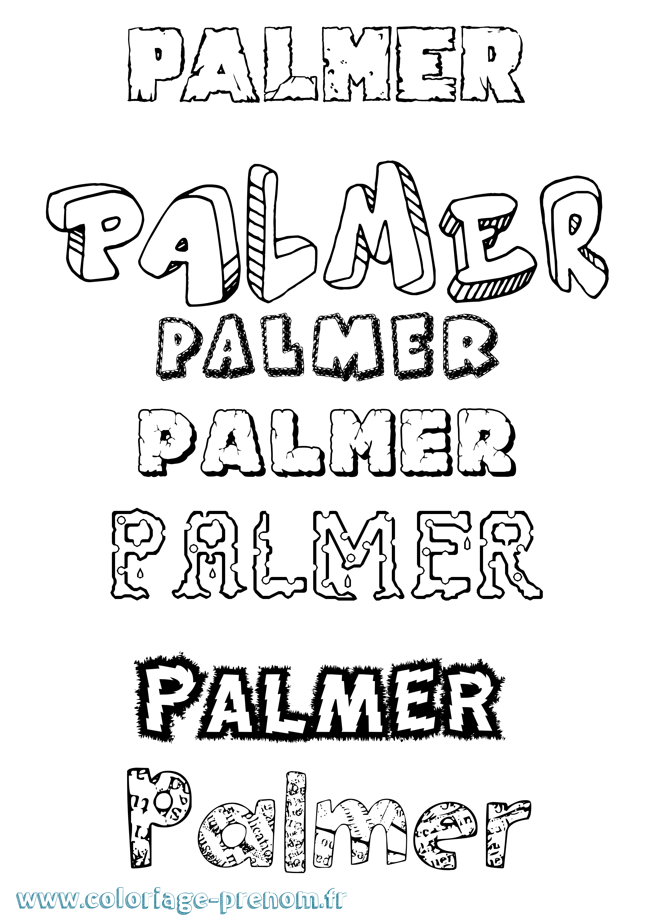Coloriage prénom Palmer Destructuré