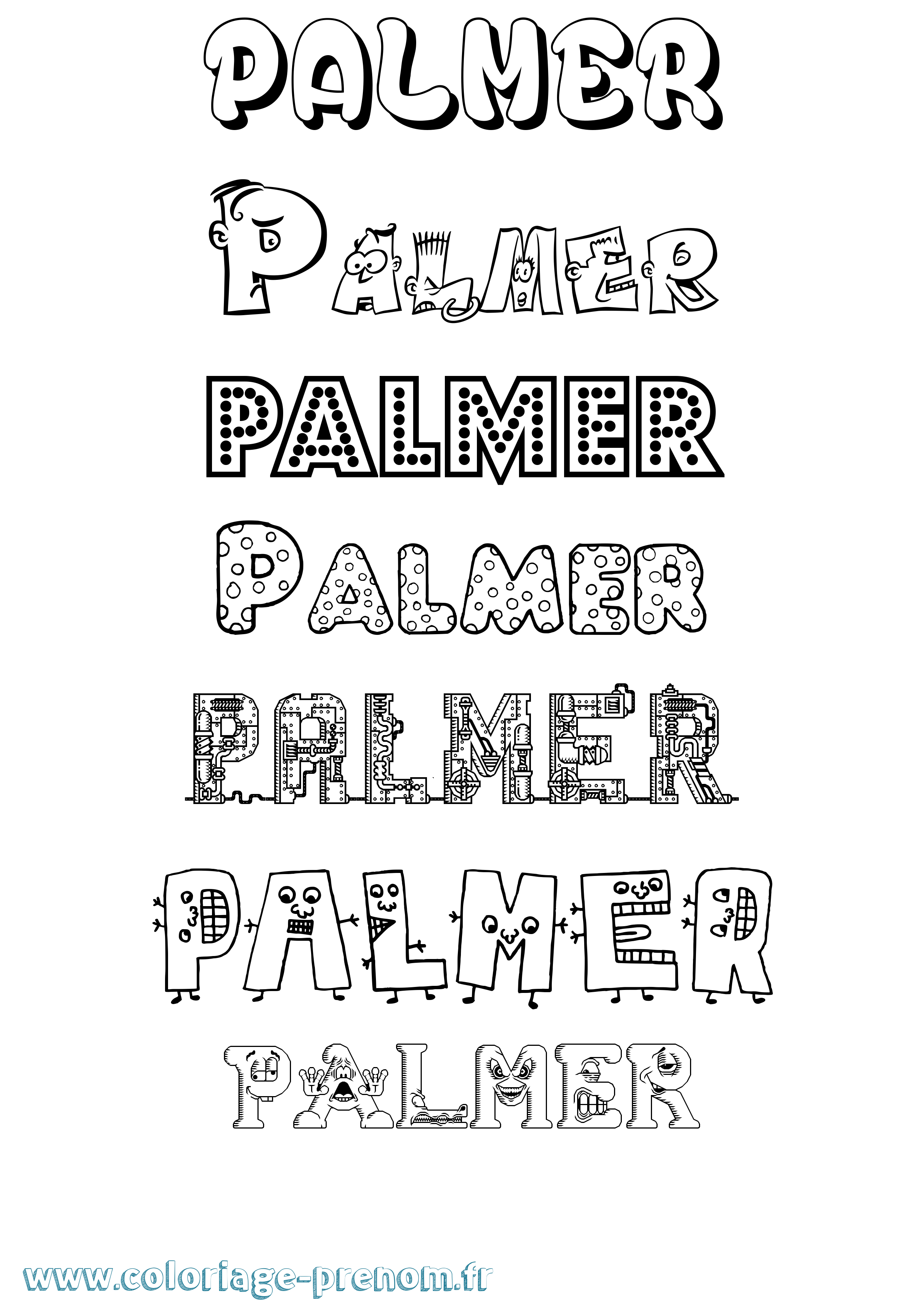 Coloriage prénom Palmer Fun
