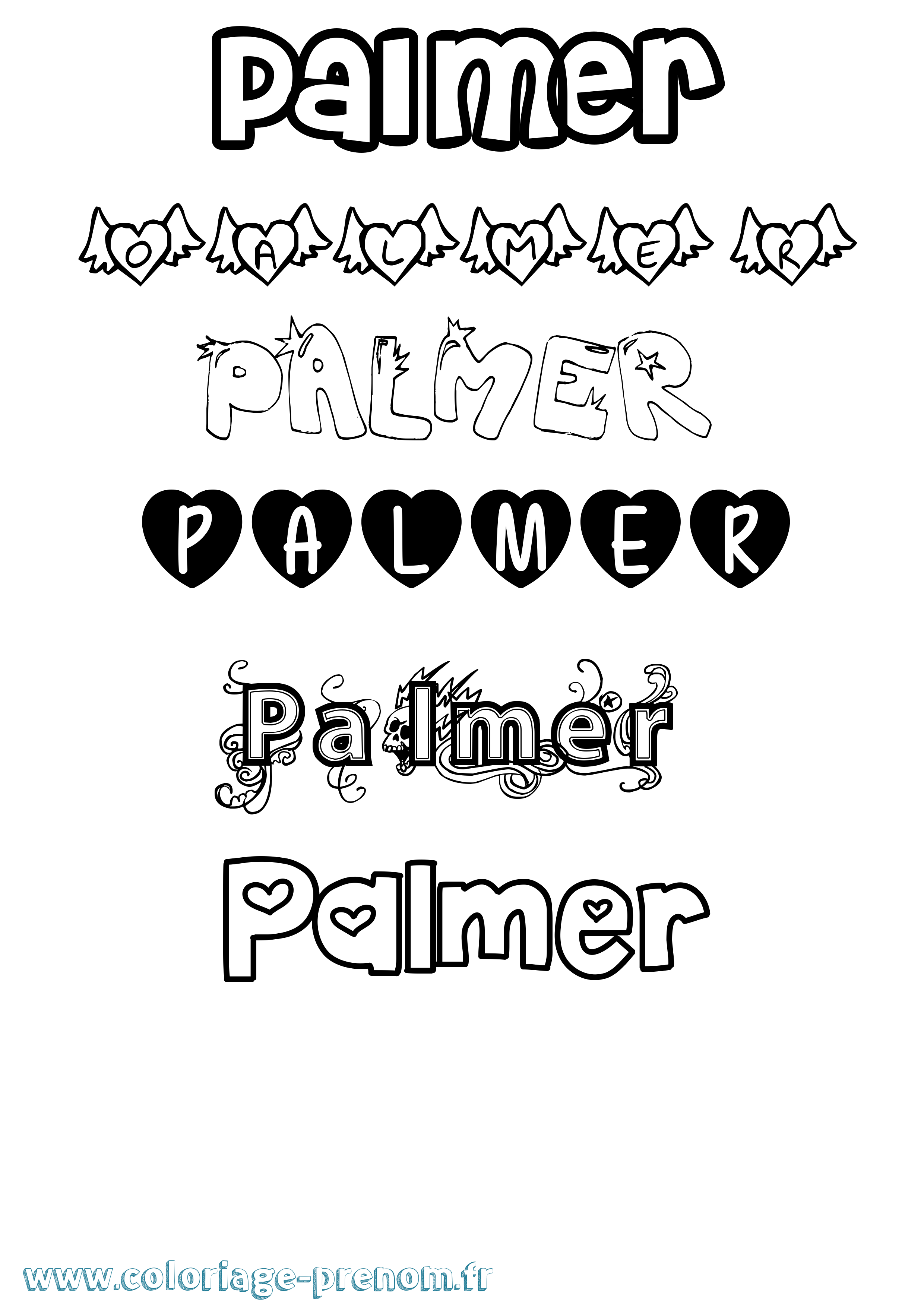 Coloriage prénom Palmer Girly