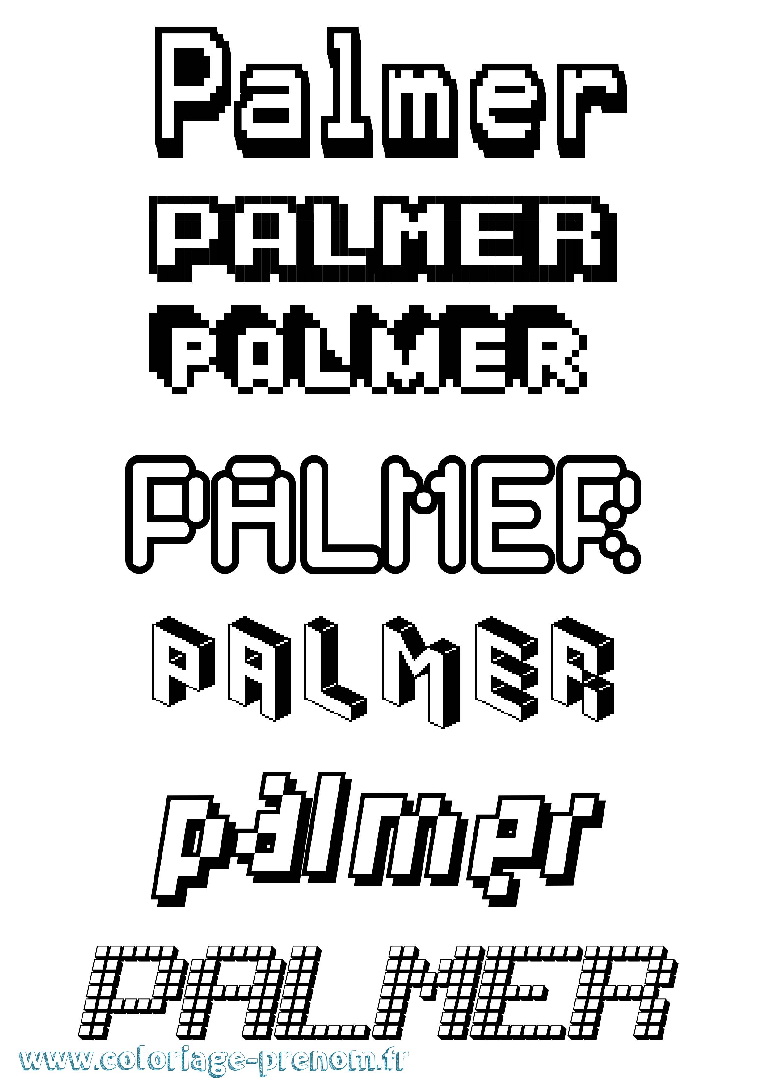 Coloriage prénom Palmer Pixel