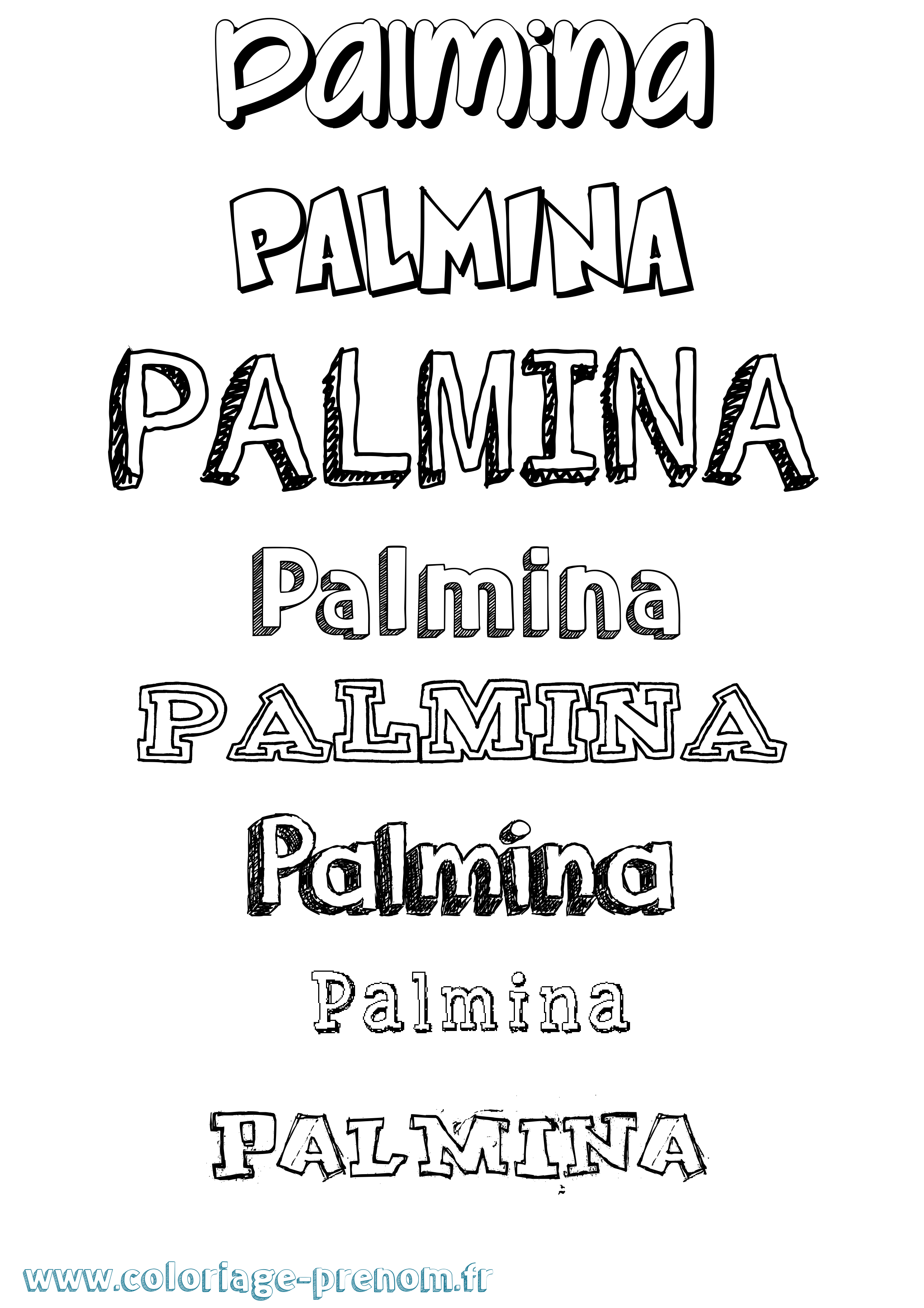 Coloriage prénom Palmina Dessiné