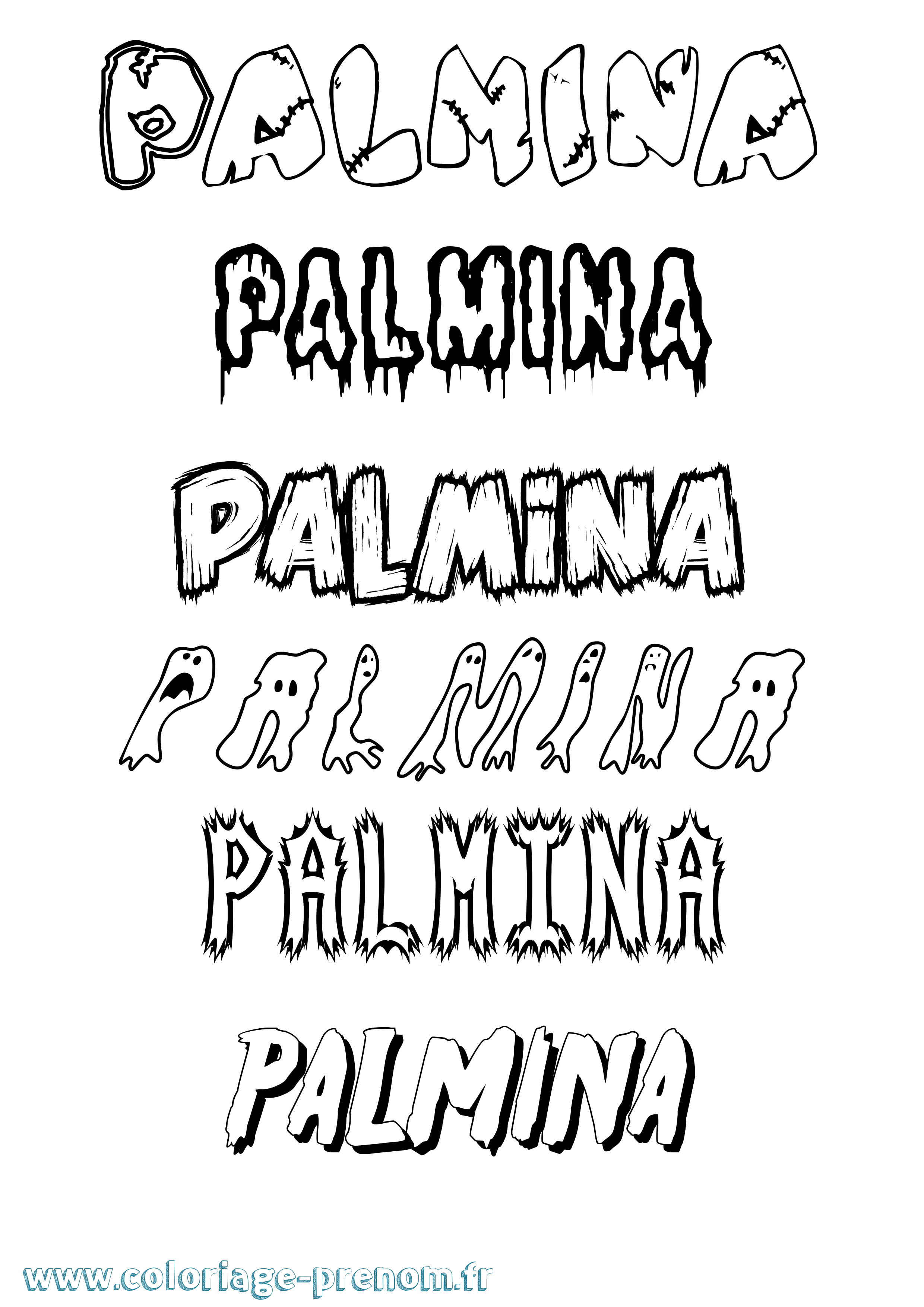 Coloriage prénom Palmina Frisson