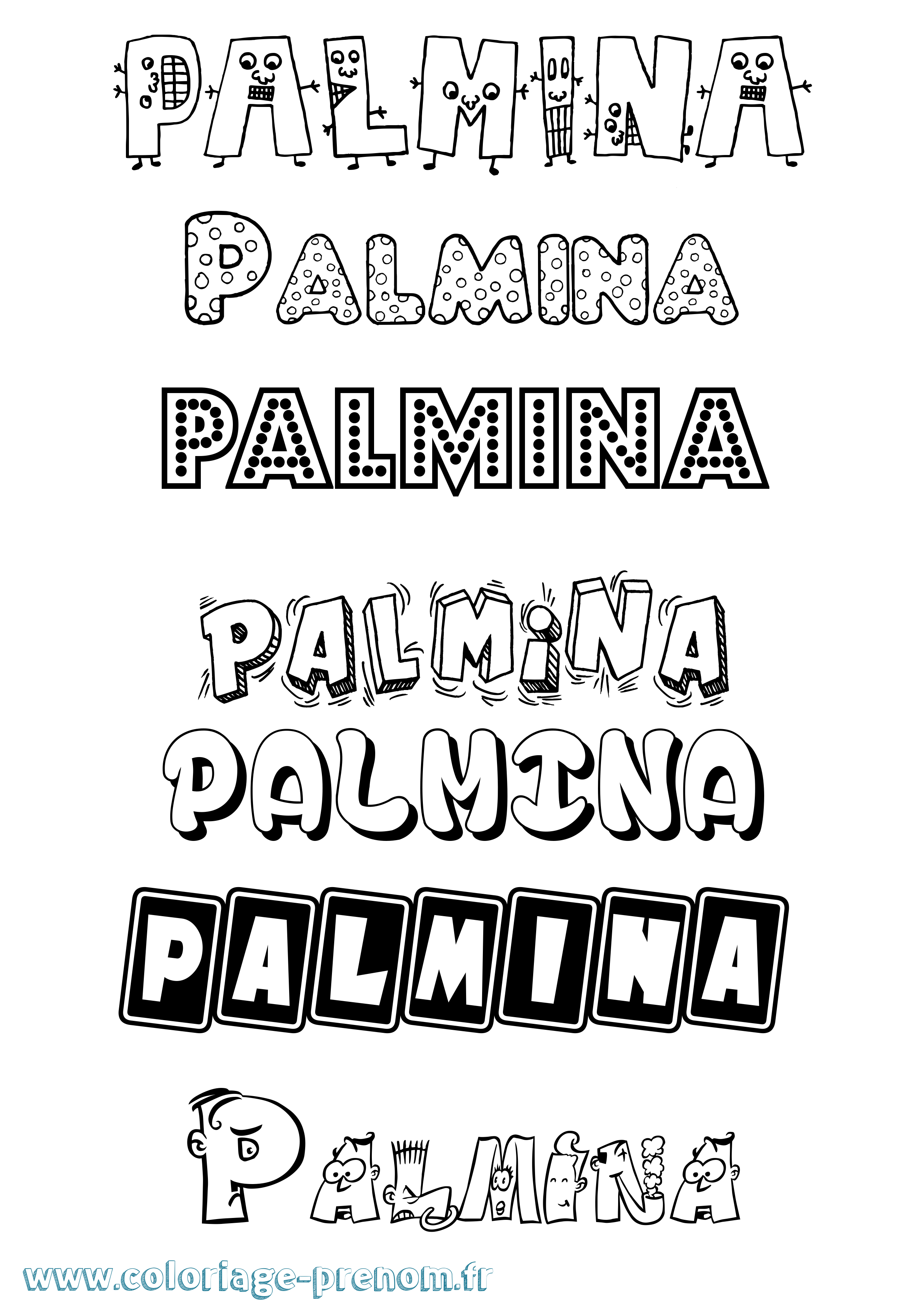 Coloriage prénom Palmina Fun