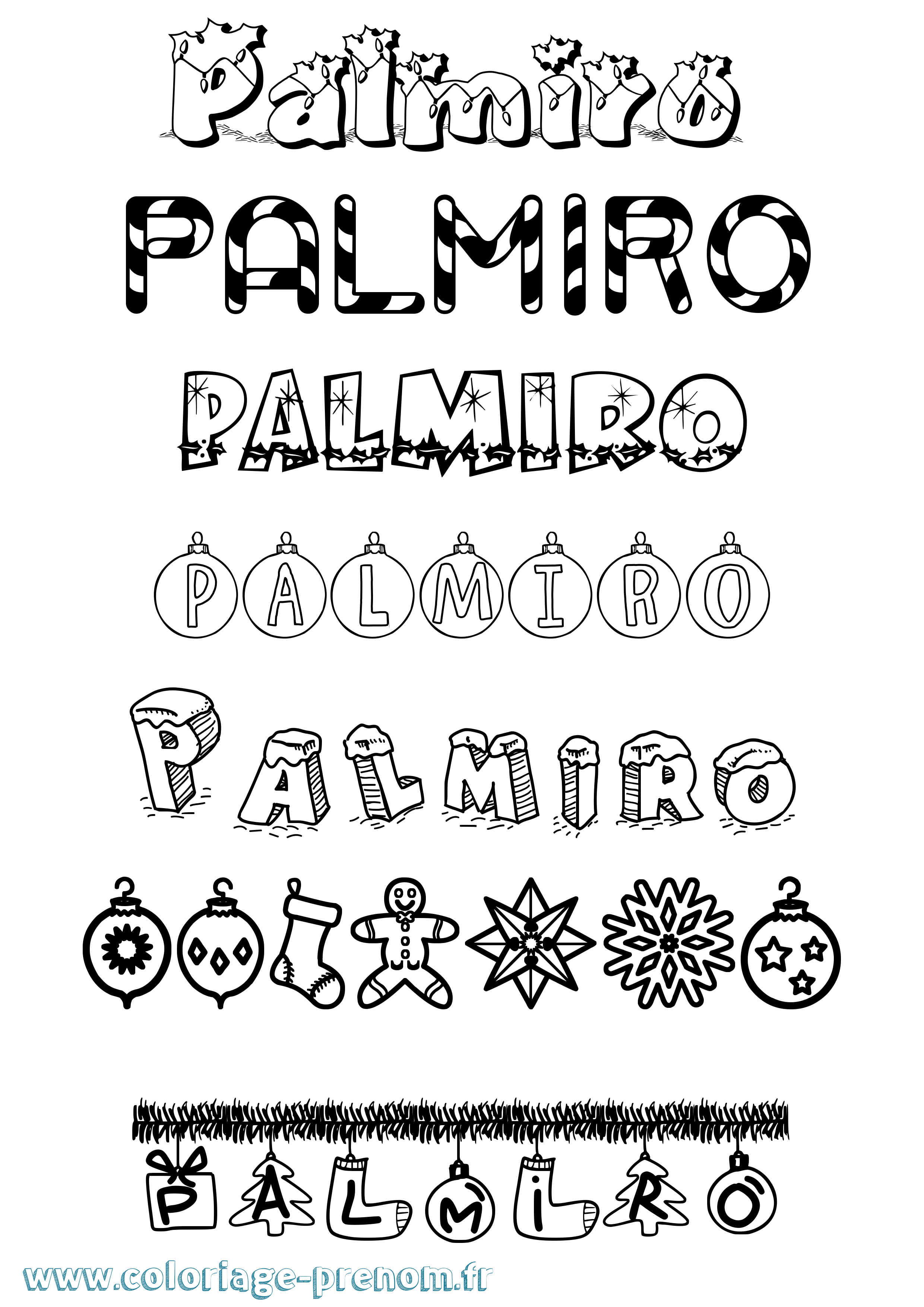 Coloriage prénom Palmiro Noël