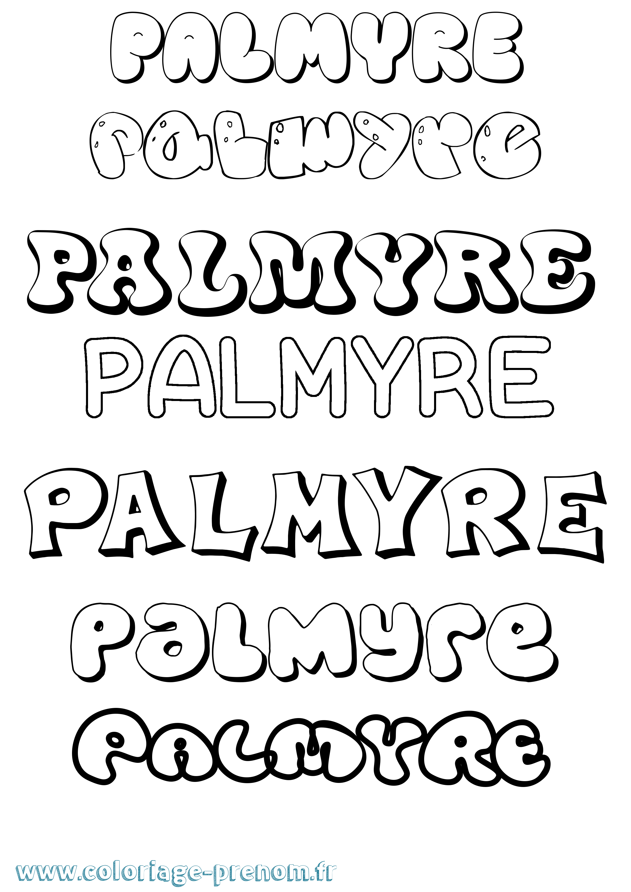 Coloriage Palmyre Bubble Coloriage prénom Palmyre Bubble