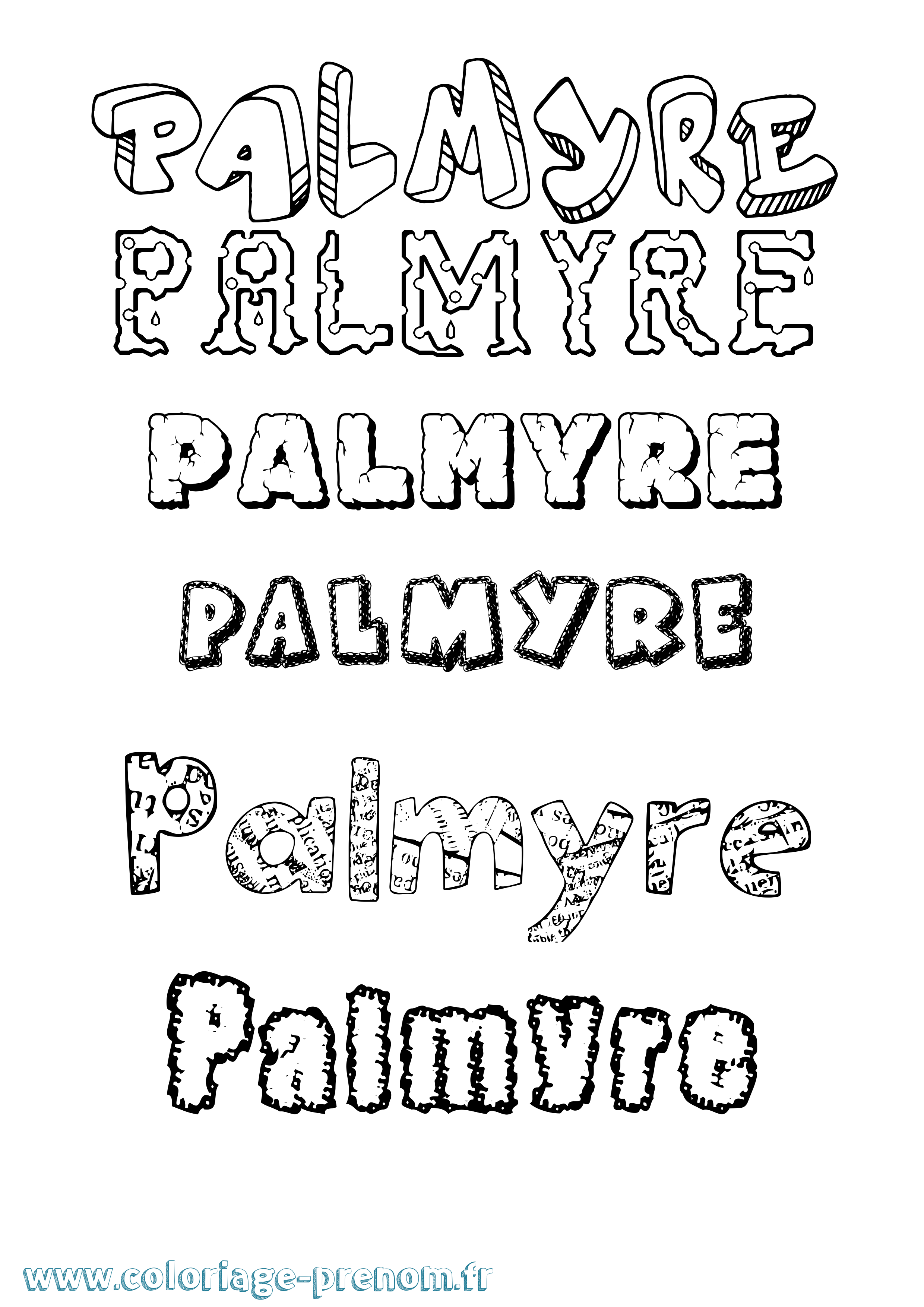 Coloriage Palmyre Destructuré Coloriage prénom Palmyre Destructuré