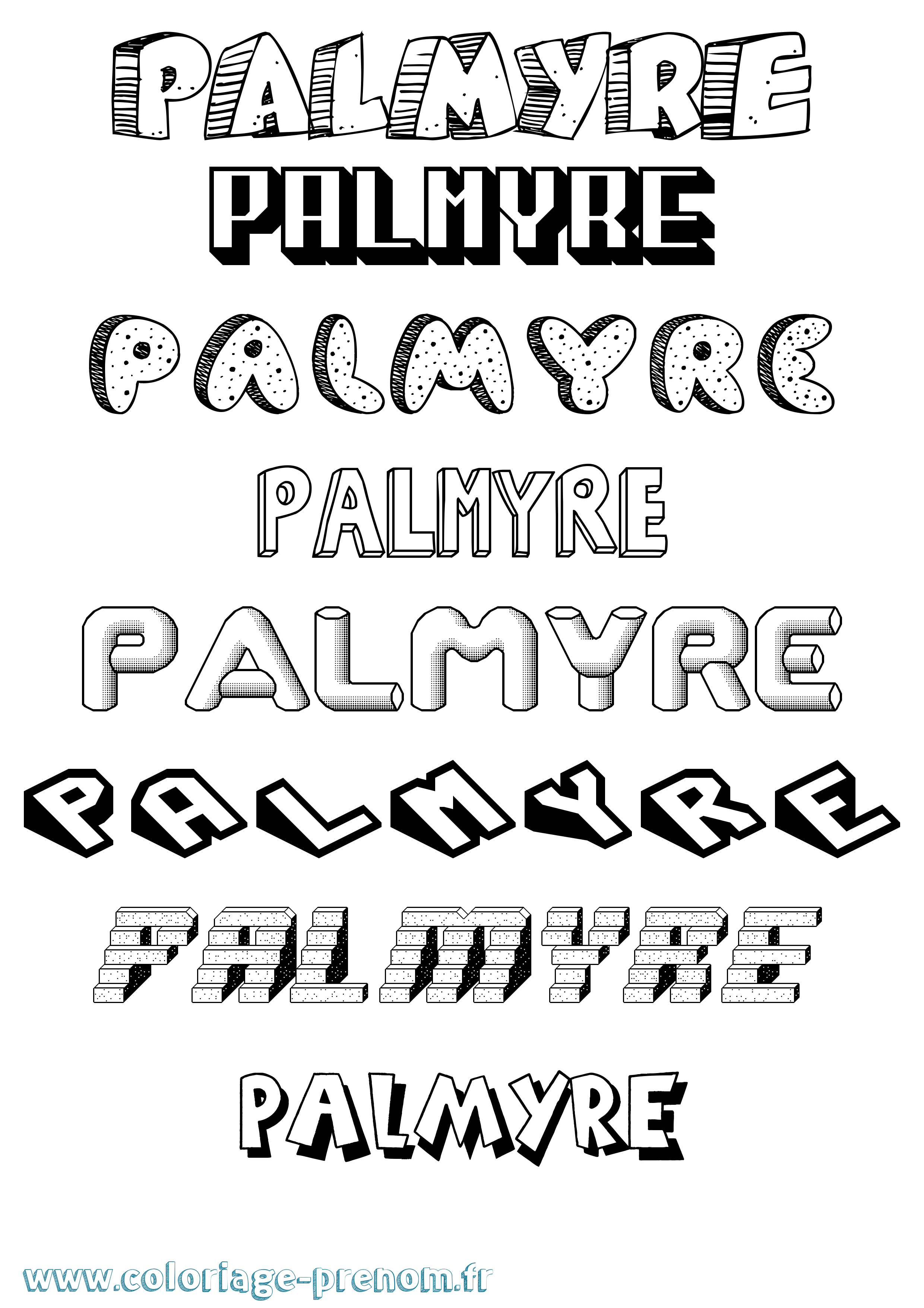 Coloriage Palmyre Effet 3D Coloriage prénom Palmyre Effet 3D