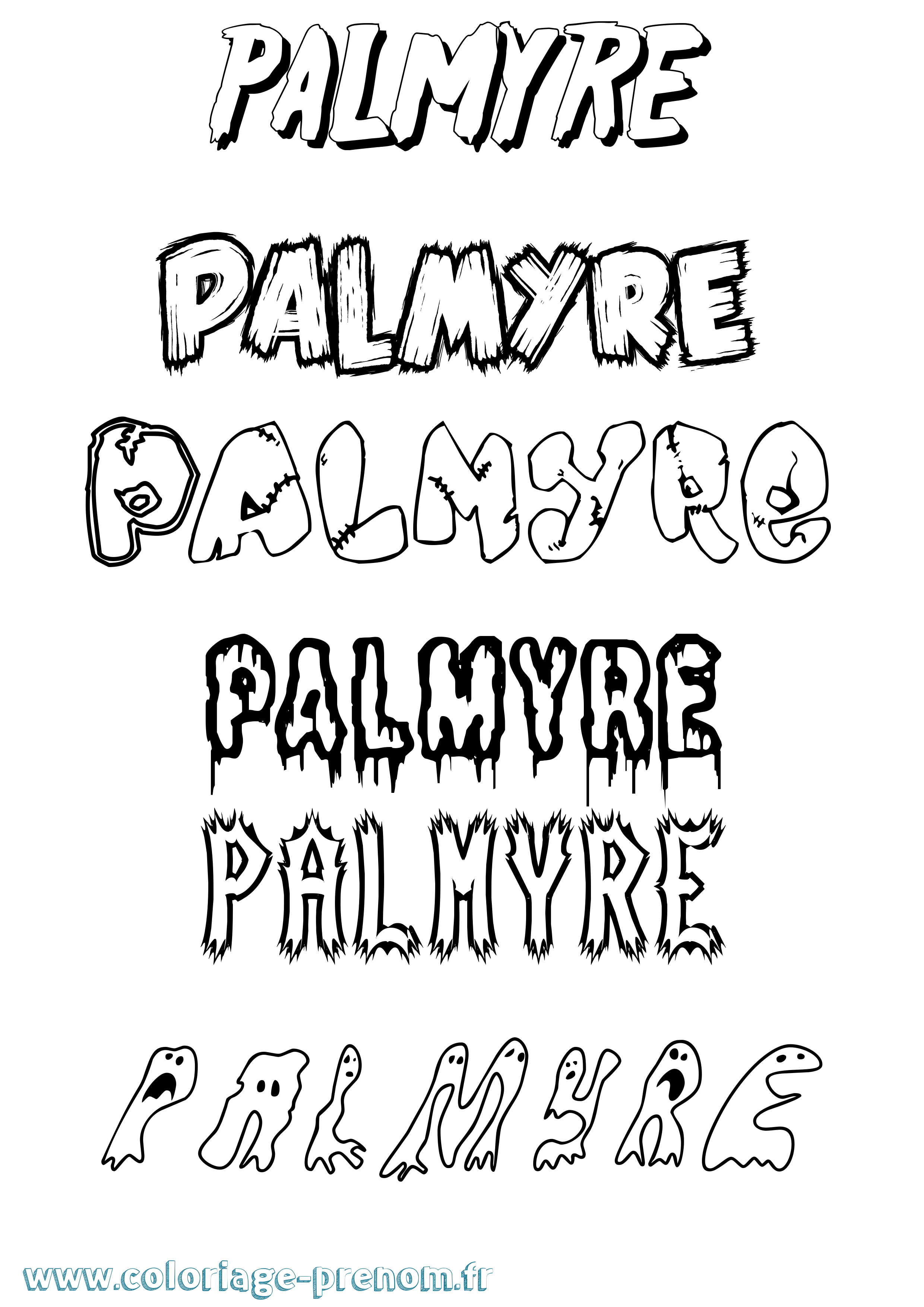 Coloriage Palmyre Frisson Coloriage prénom Palmyre Frisson