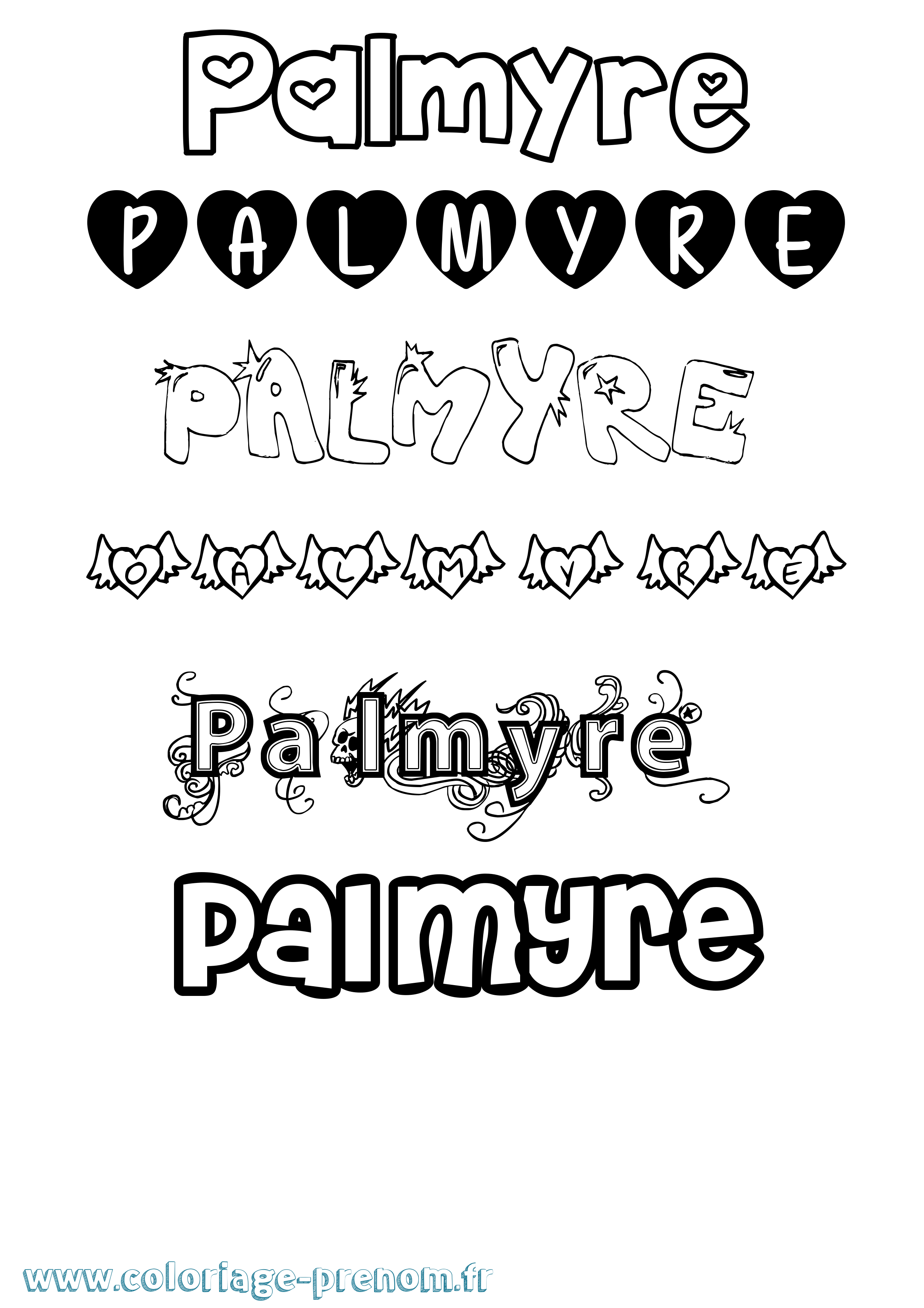 Coloriage Palmyre Girly Coloriage prénom Palmyre Girly