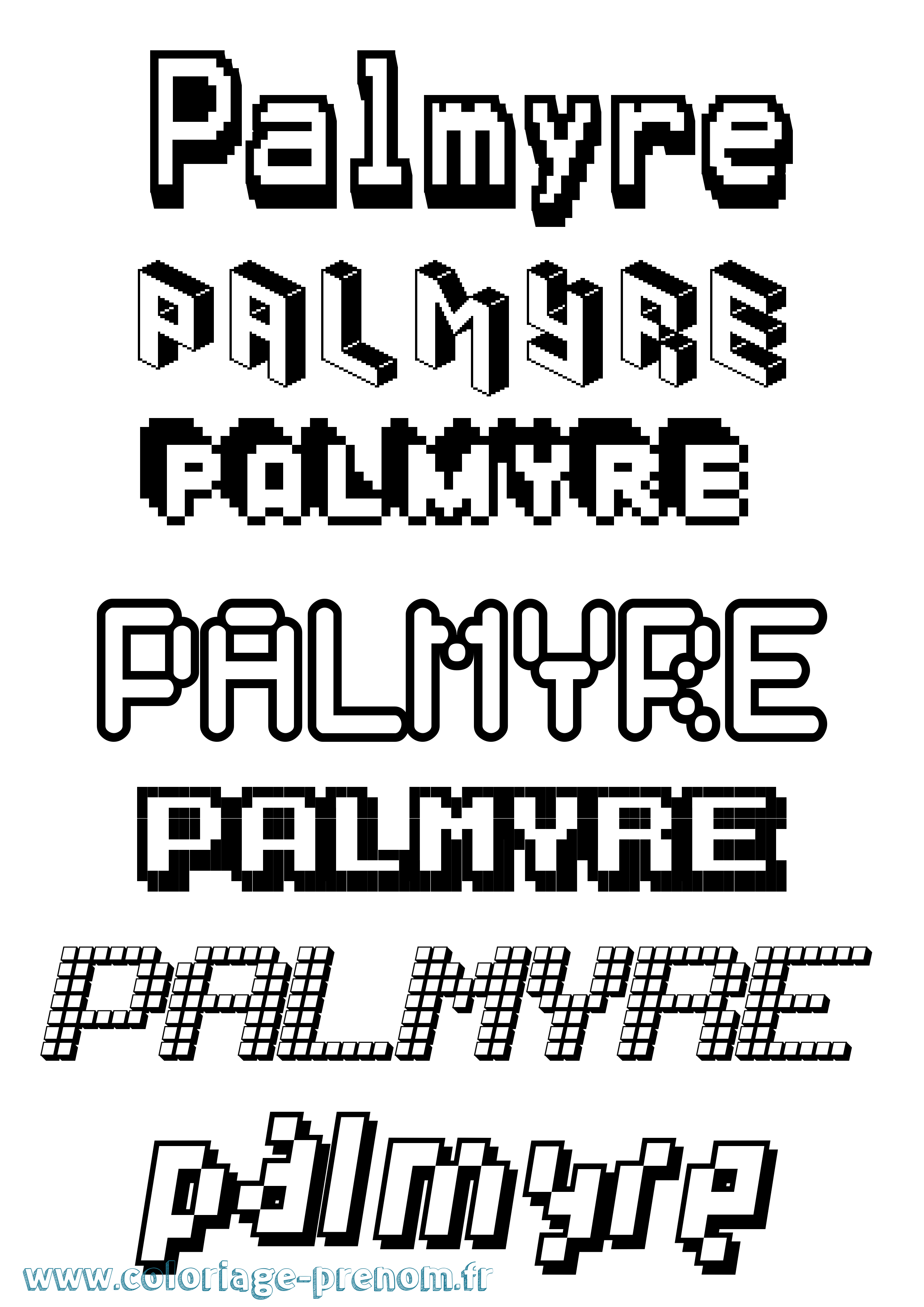 Coloriage Palmyre Pixel Coloriage prénom Palmyre Pixel