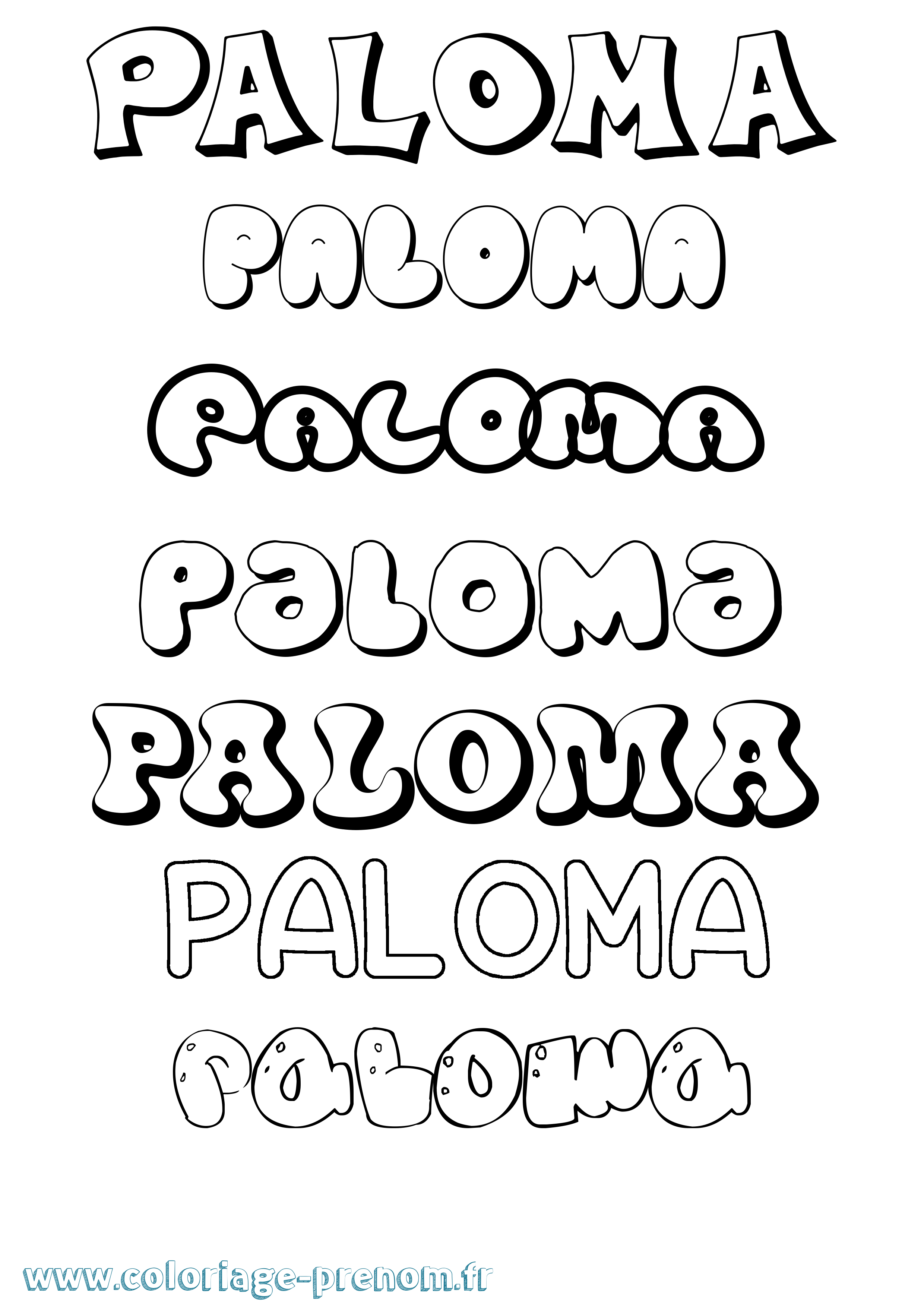 Coloriage prénom Paloma Bubble