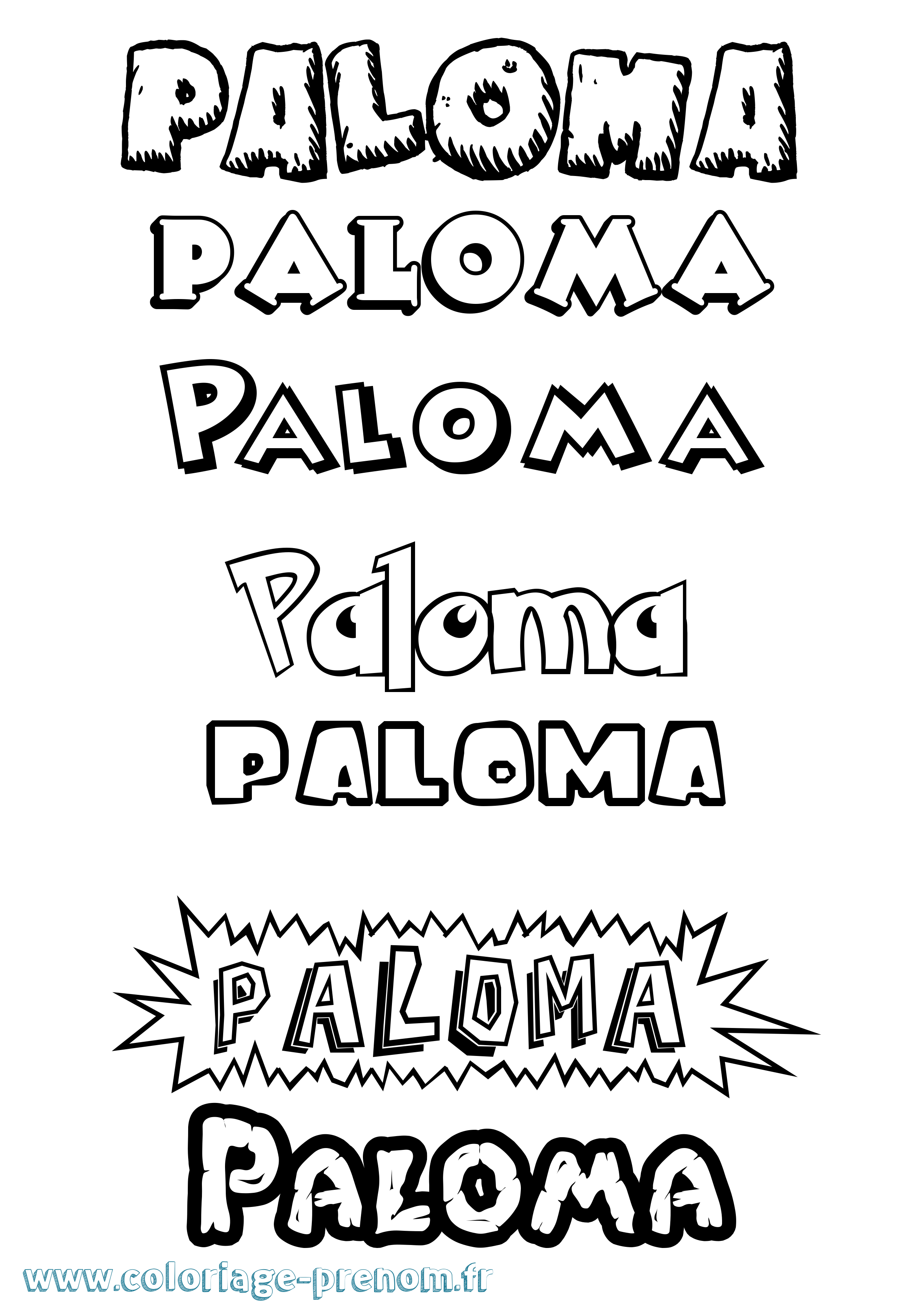 Coloriage prénom Paloma Dessin Animé