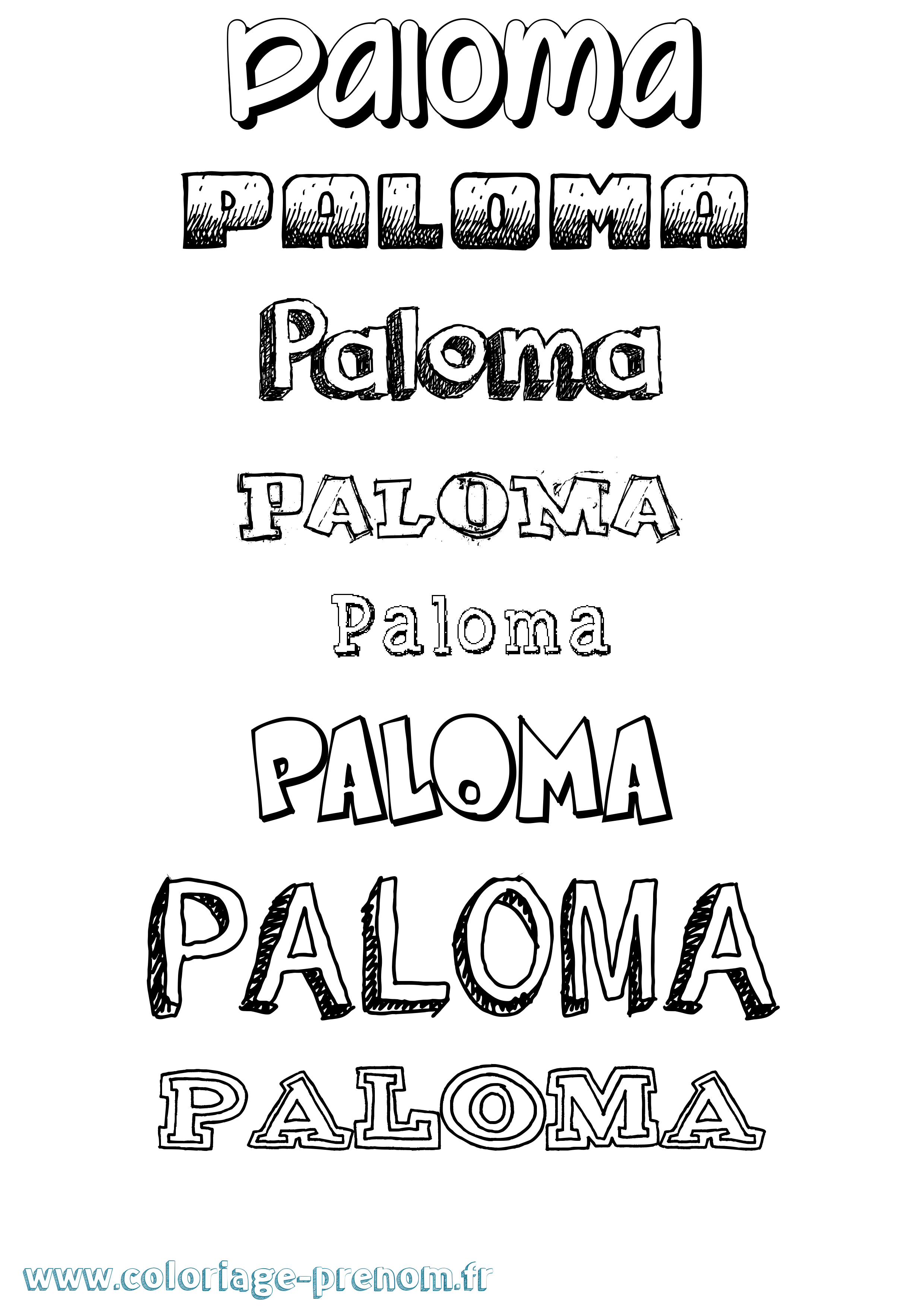 Coloriage prénom Paloma Dessiné