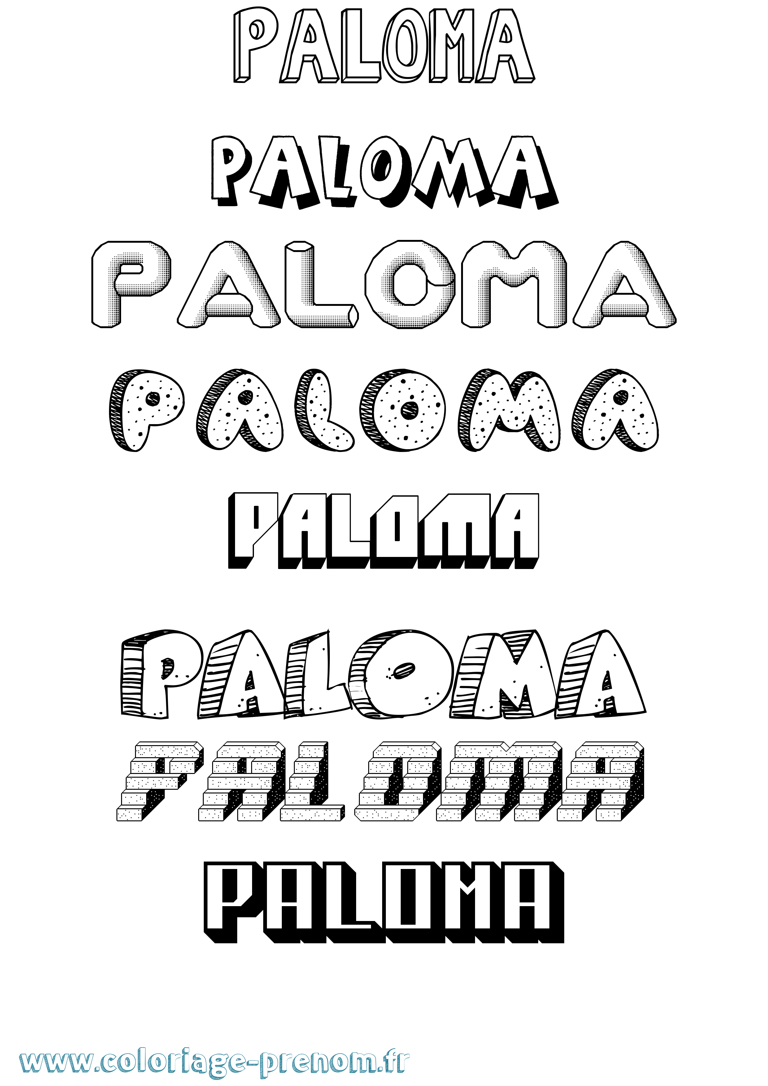 Coloriage prénom Paloma Effet 3D