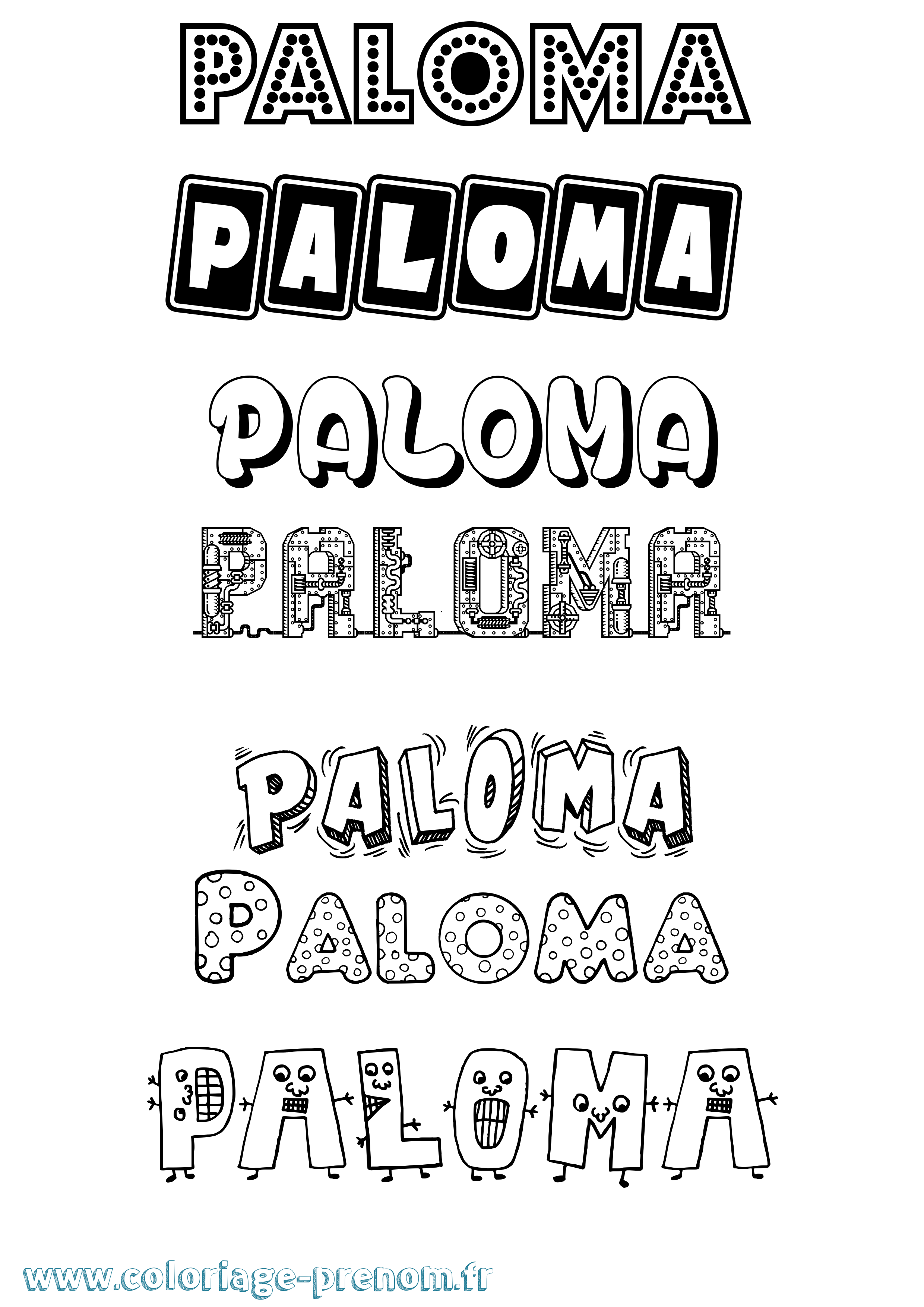 Coloriage prénom Paloma Fun