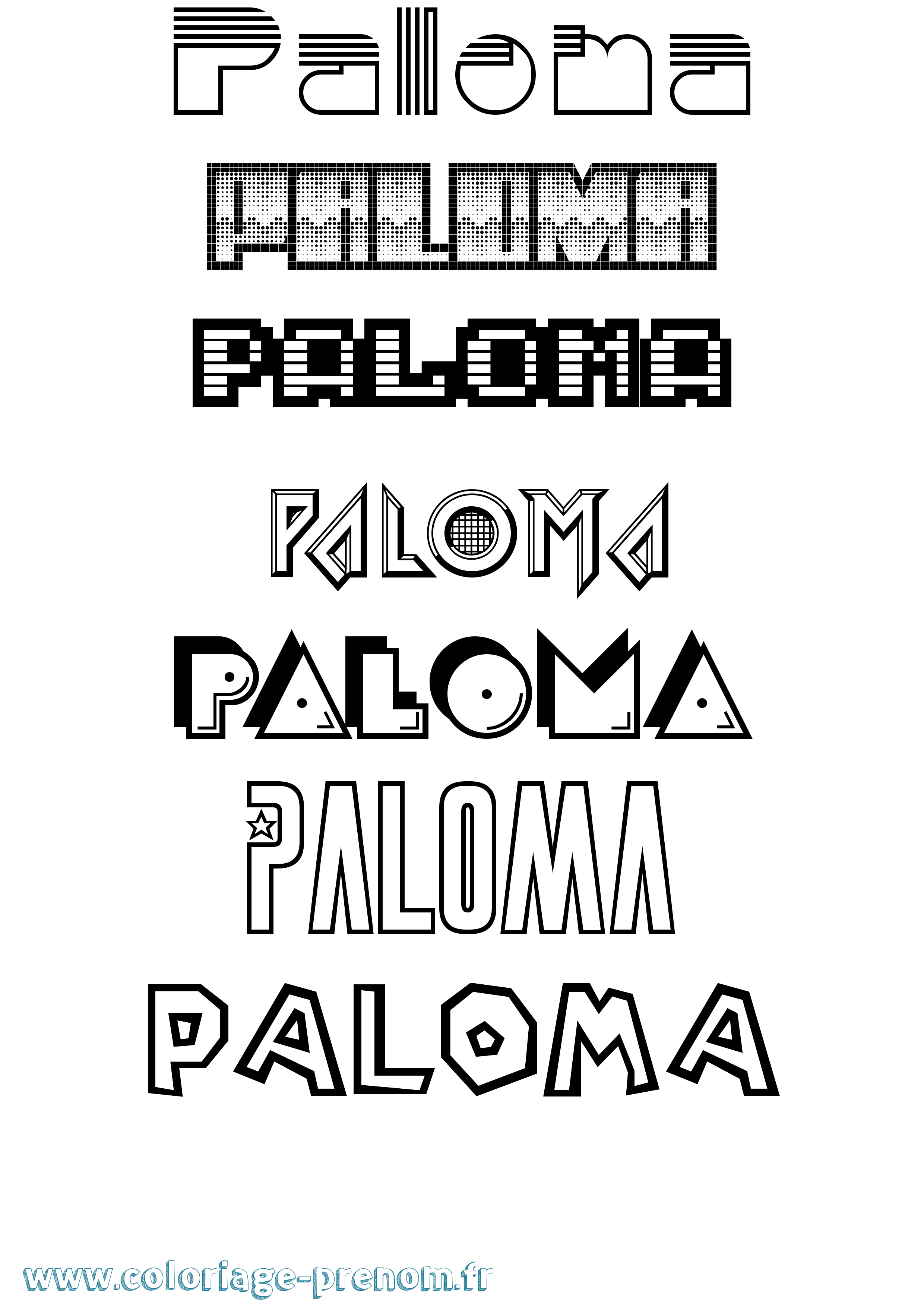 Coloriage prénom Paloma Jeux Vidéos