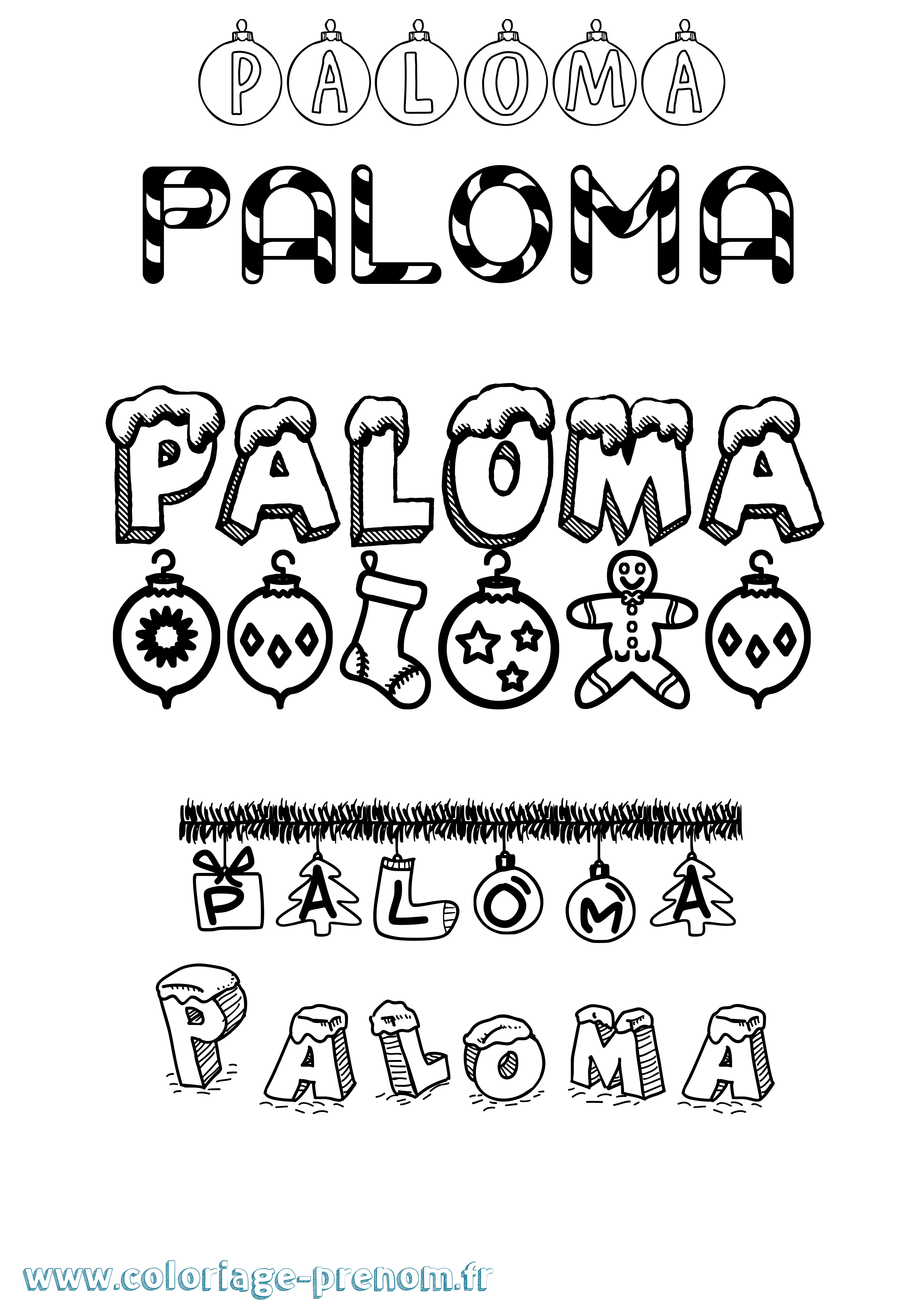 Coloriage prénom Paloma Noël