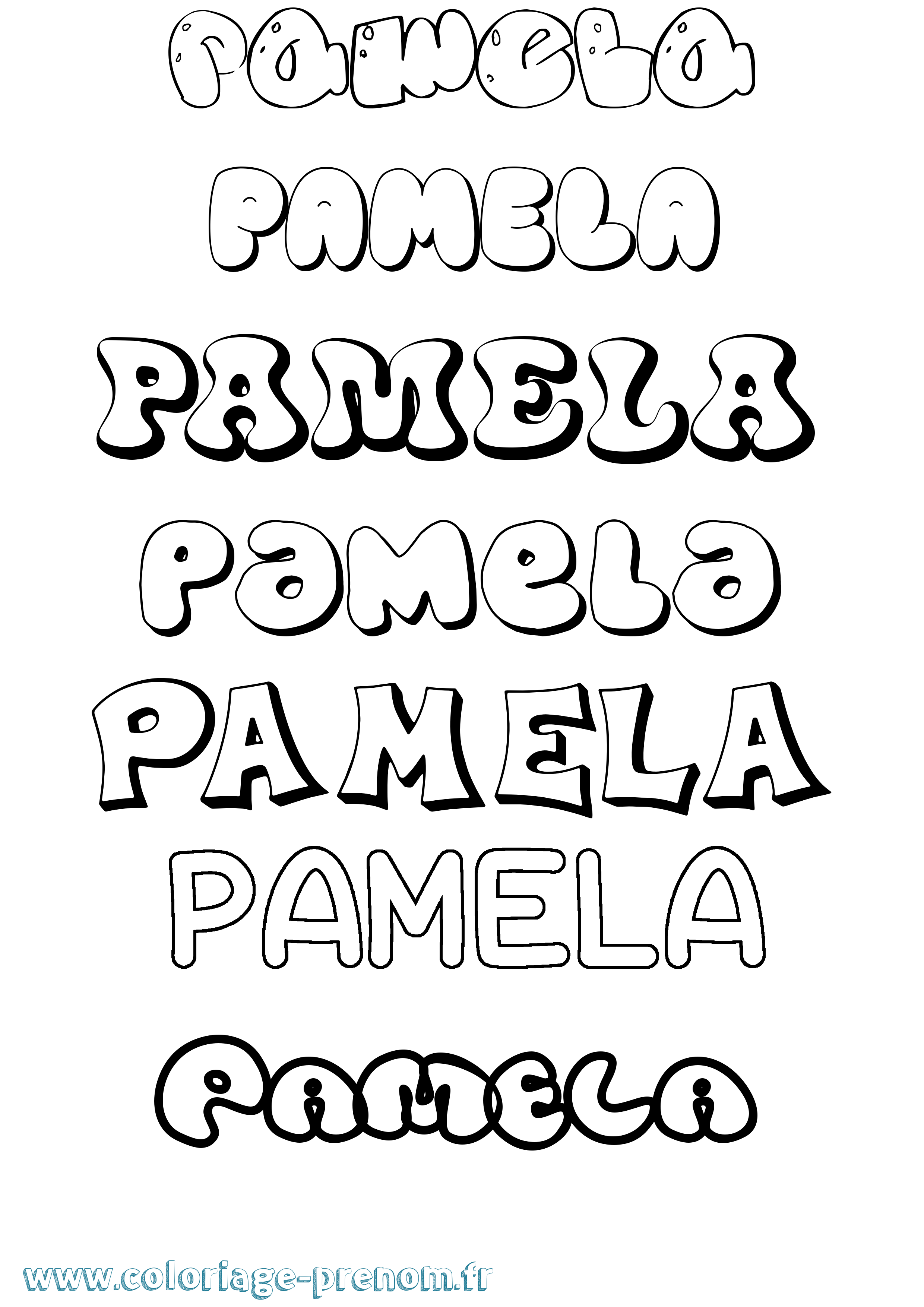 Coloriage Pamela Bubble Coloriage prénom Pamela Bubble
