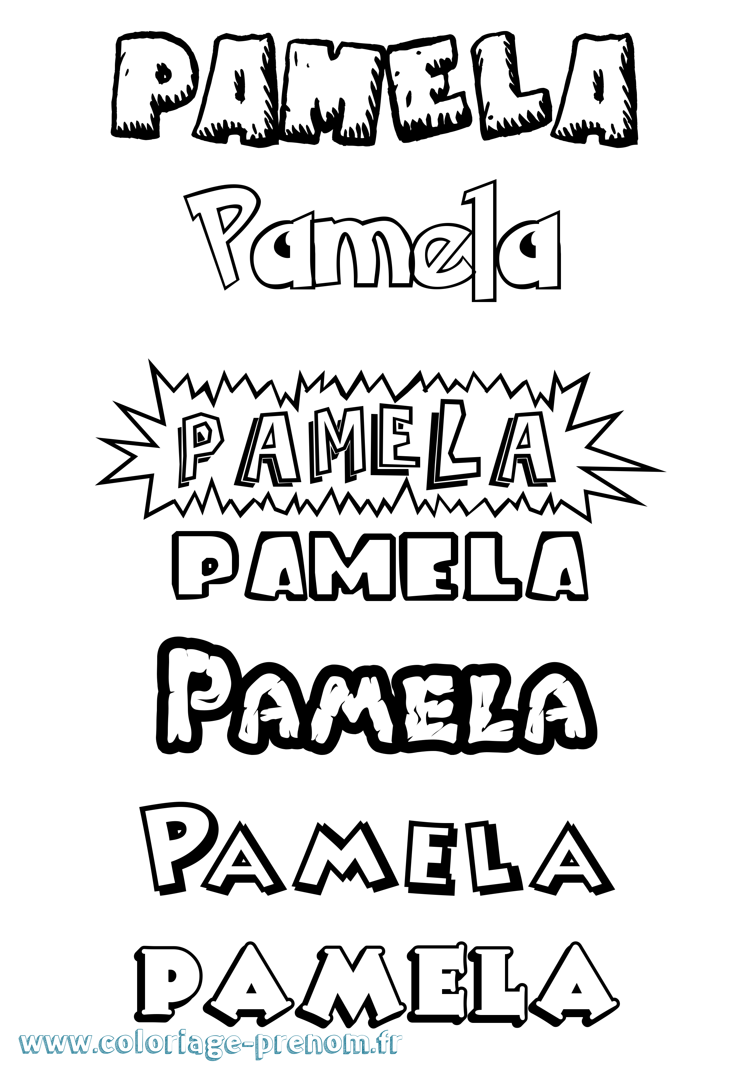 Coloriage Pamela Dessin Animé Coloriage prénom Pamela Dessin Animé