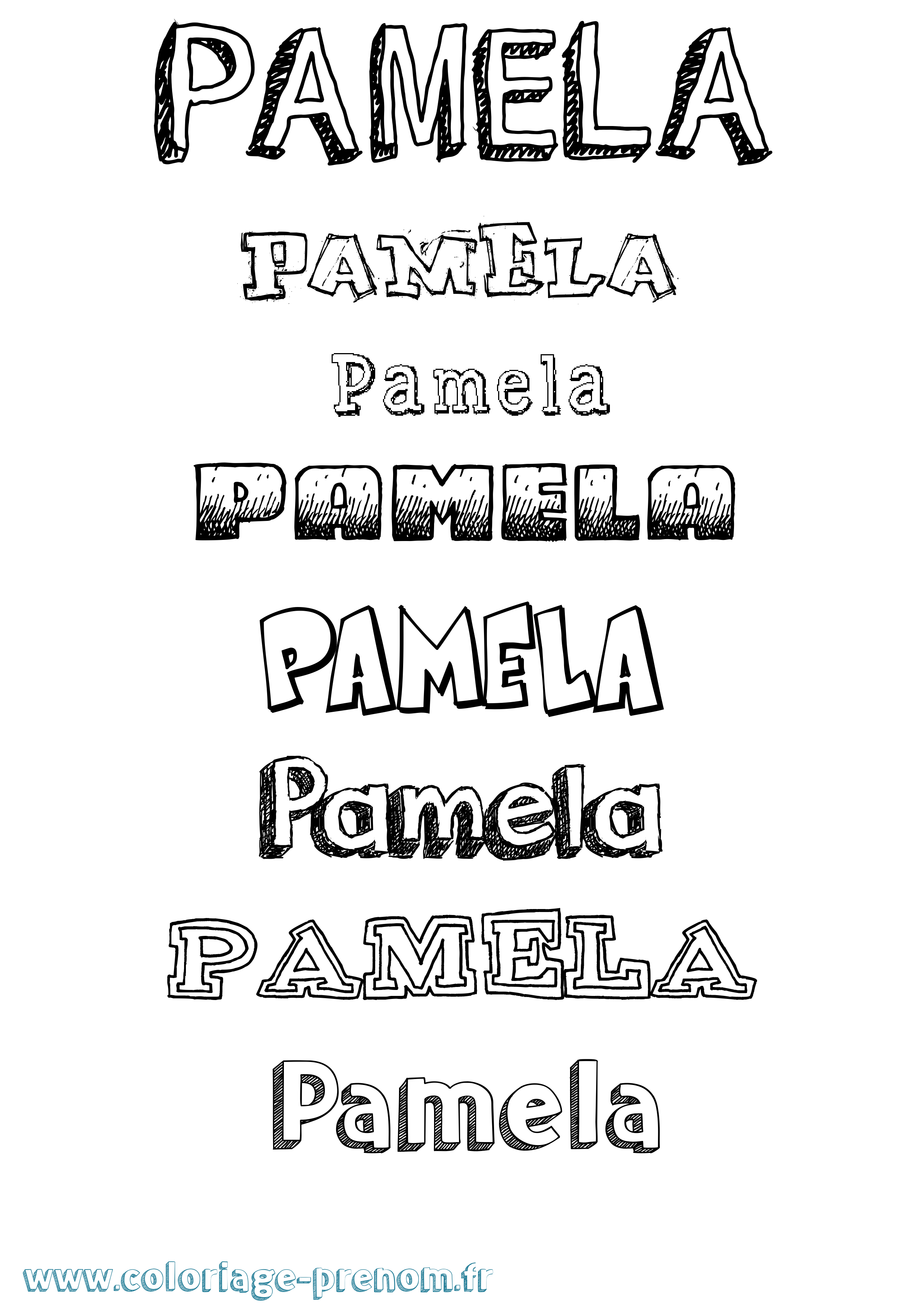 Coloriage Pamela Dessiné Coloriage prénom Pamela Dessiné