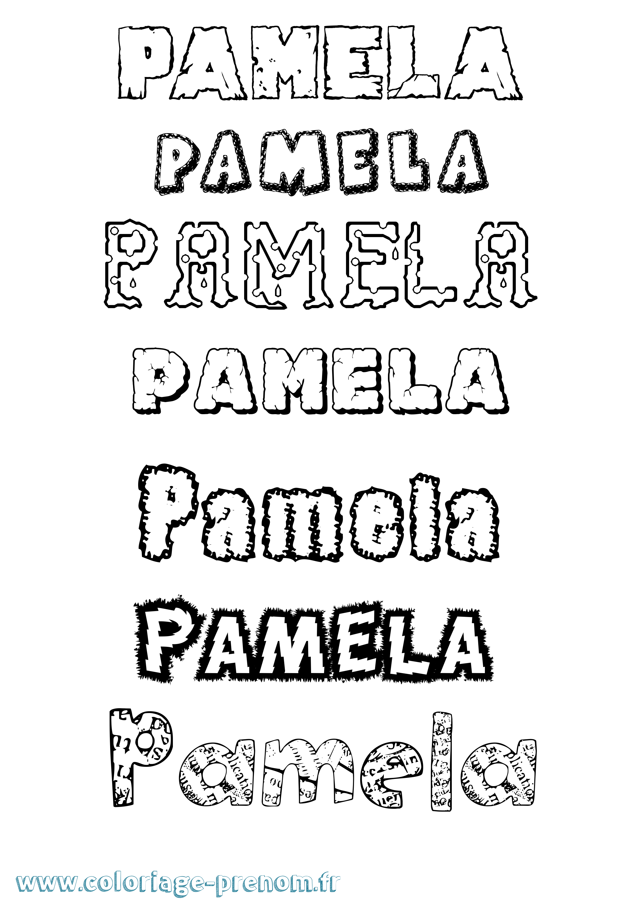 Coloriage Pamela Destructuré Coloriage prénom Pamela Destructuré