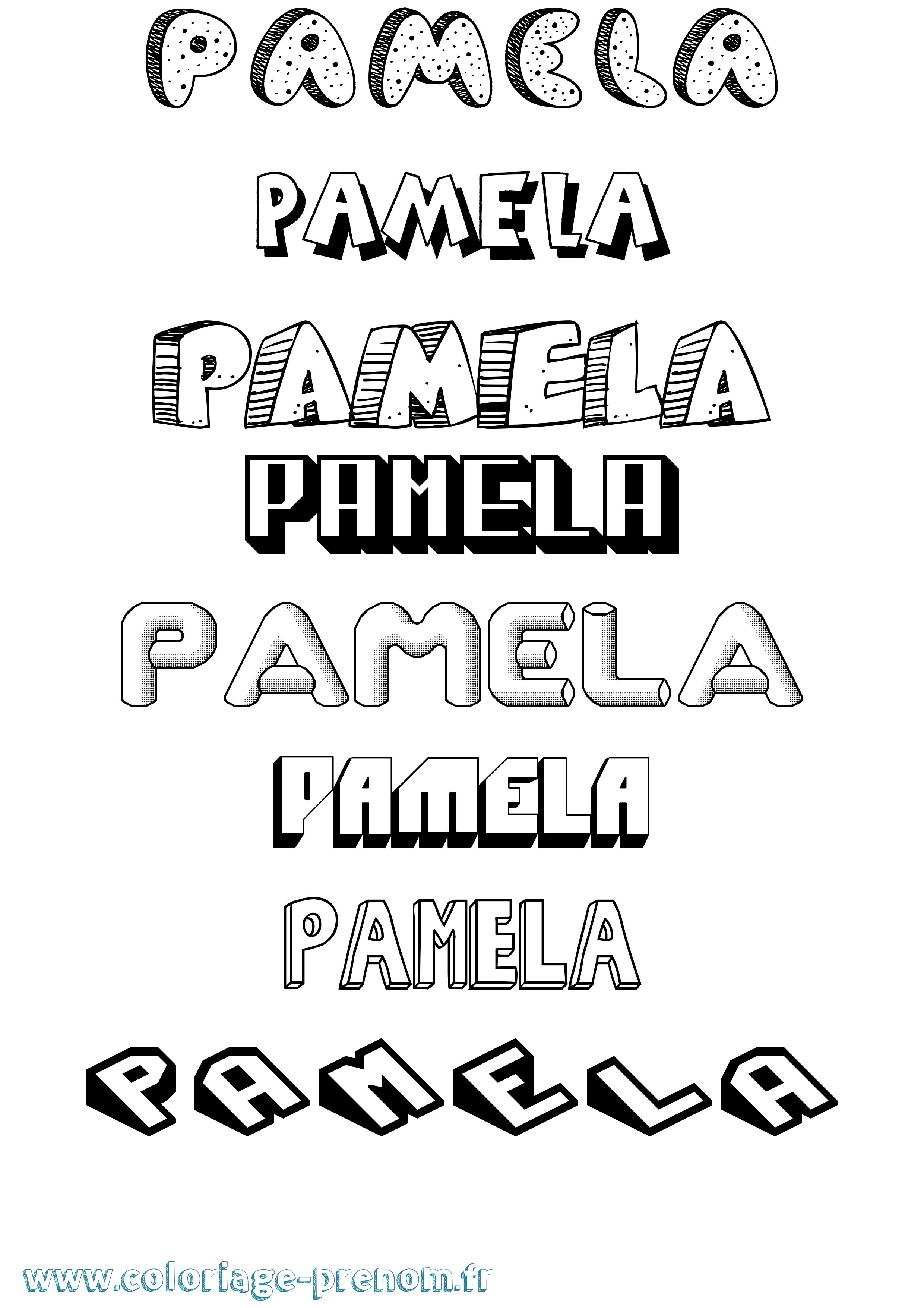 Coloriage Pamela Effet 3D Coloriage prénom Pamela Effet 3D