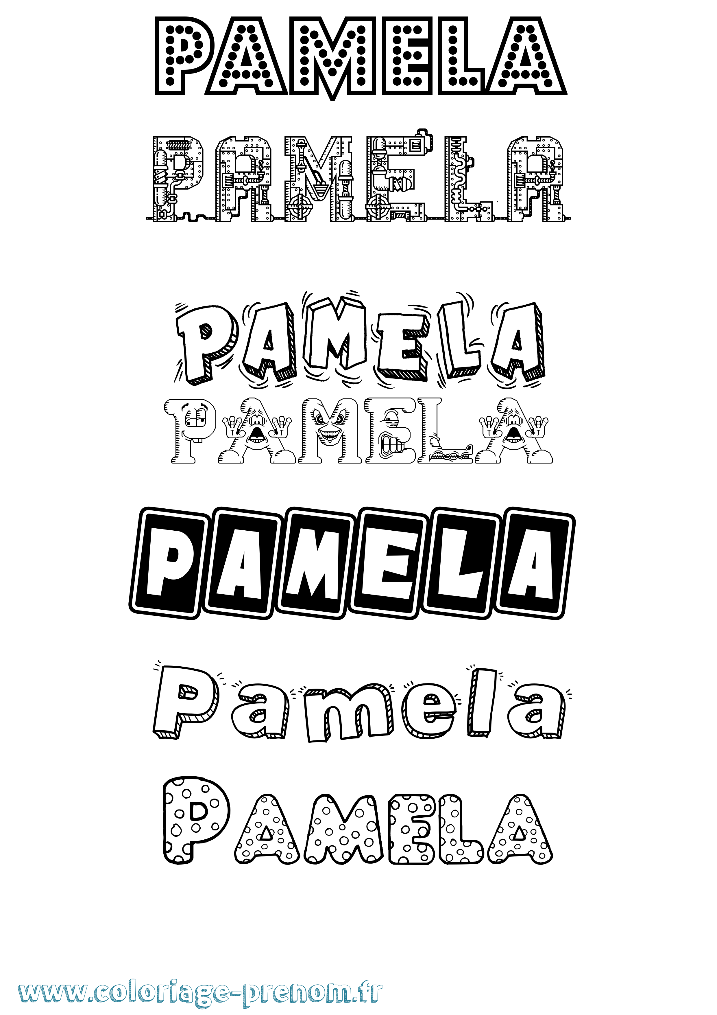 Coloriage Pamela Fun Coloriage prénom Pamela Fun
