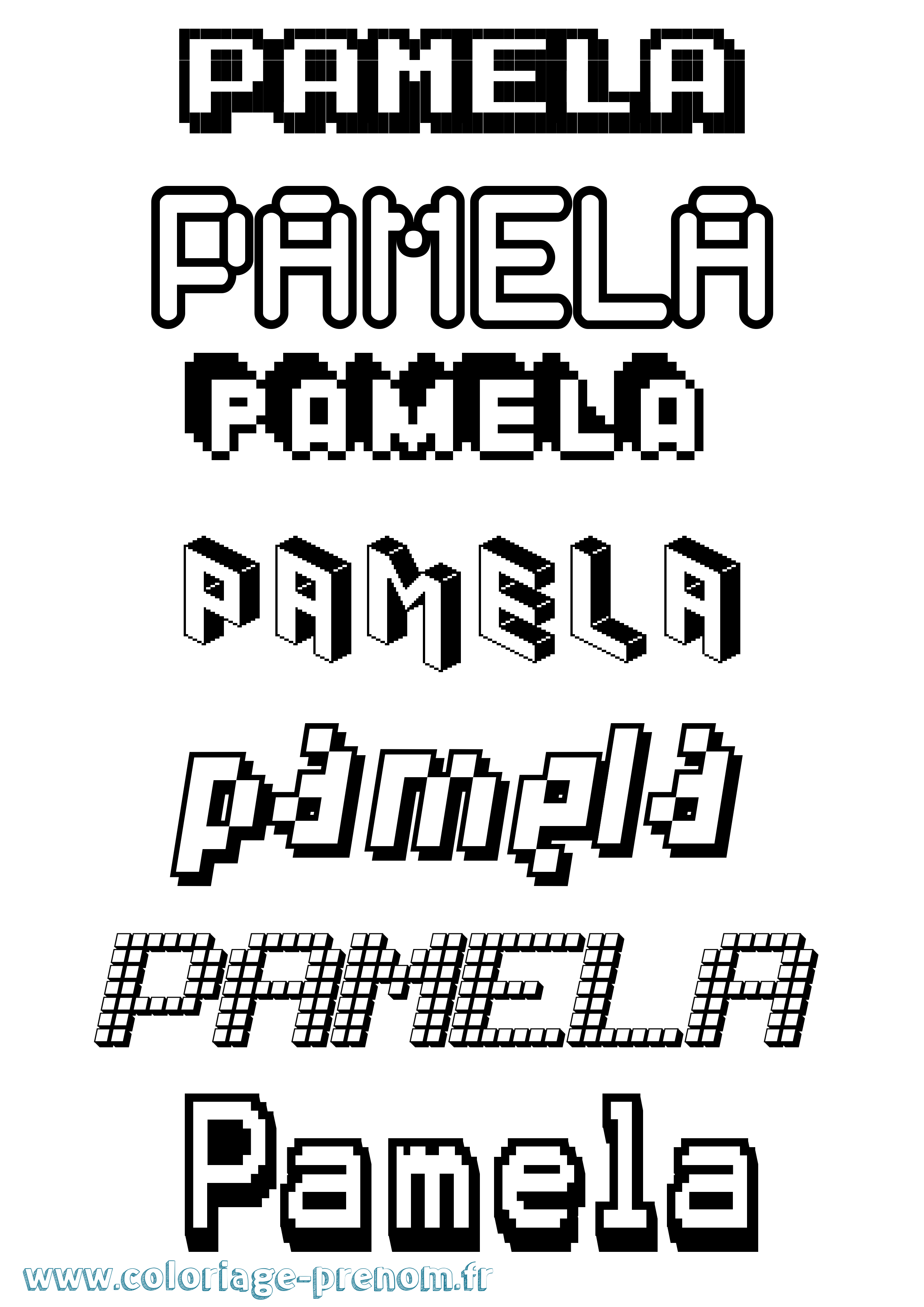 Coloriage Pamela Pixel Coloriage prénom Pamela Pixel