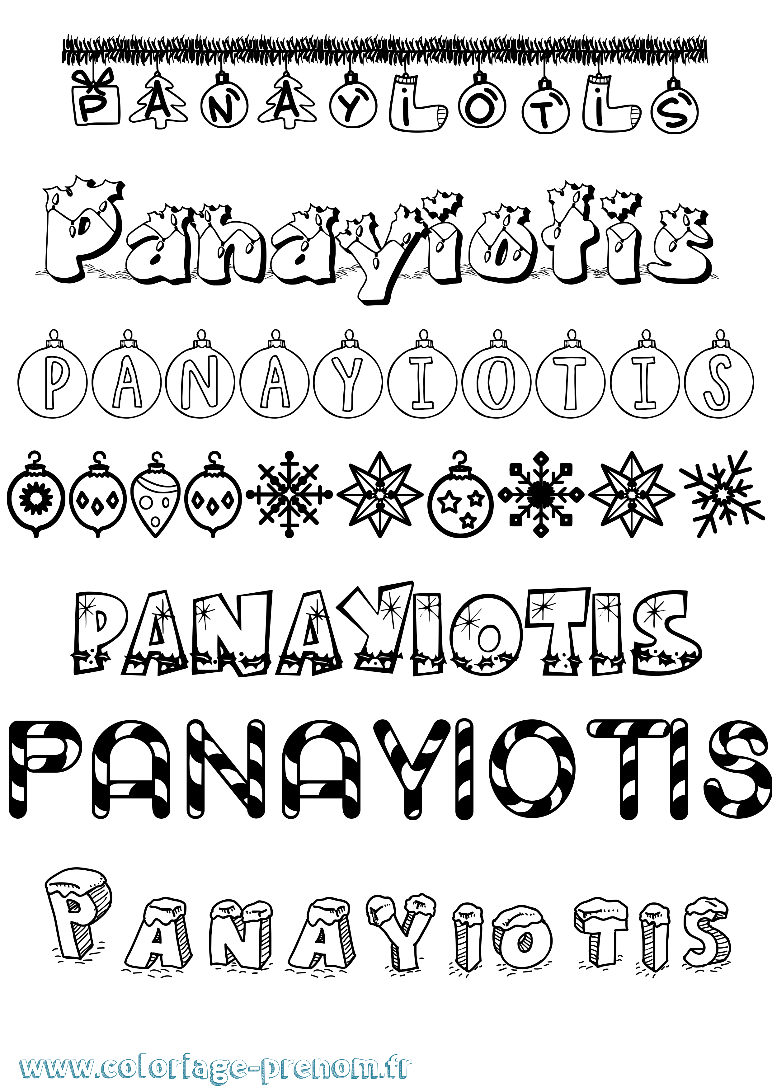 Coloriage prénom Panayiotis Noël