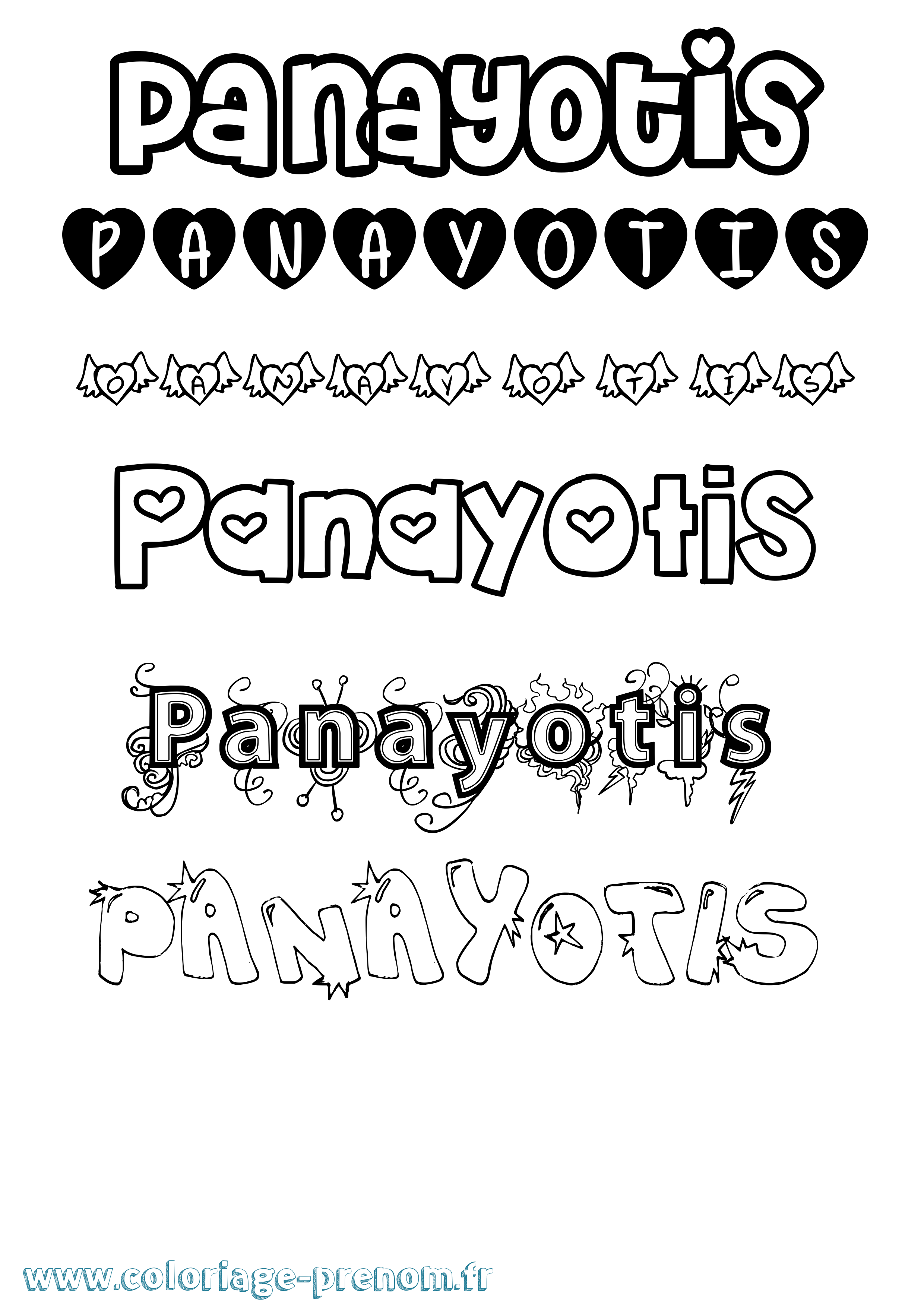 Coloriage prénom Panayotis Girly