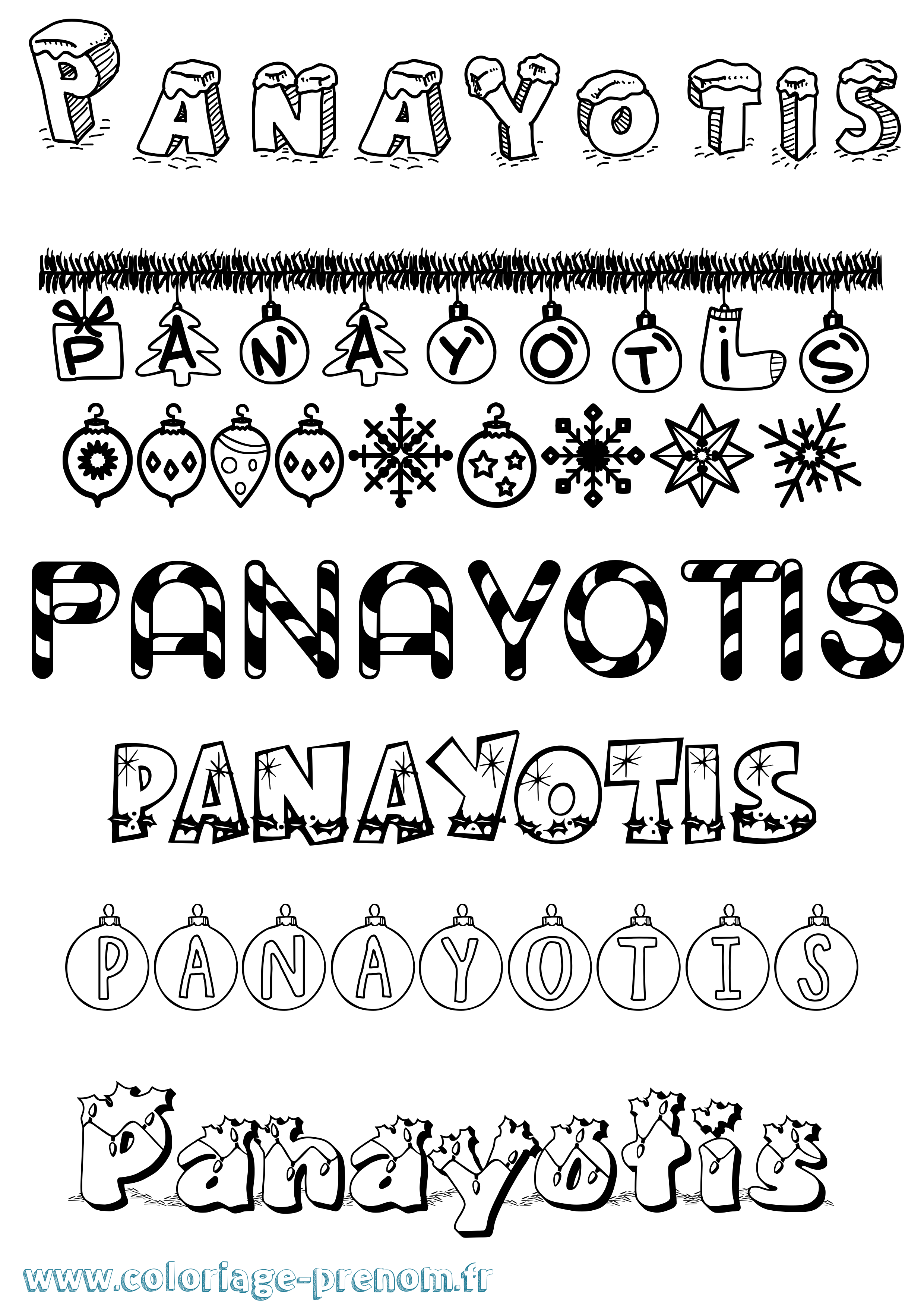 Coloriage prénom Panayotis Noël