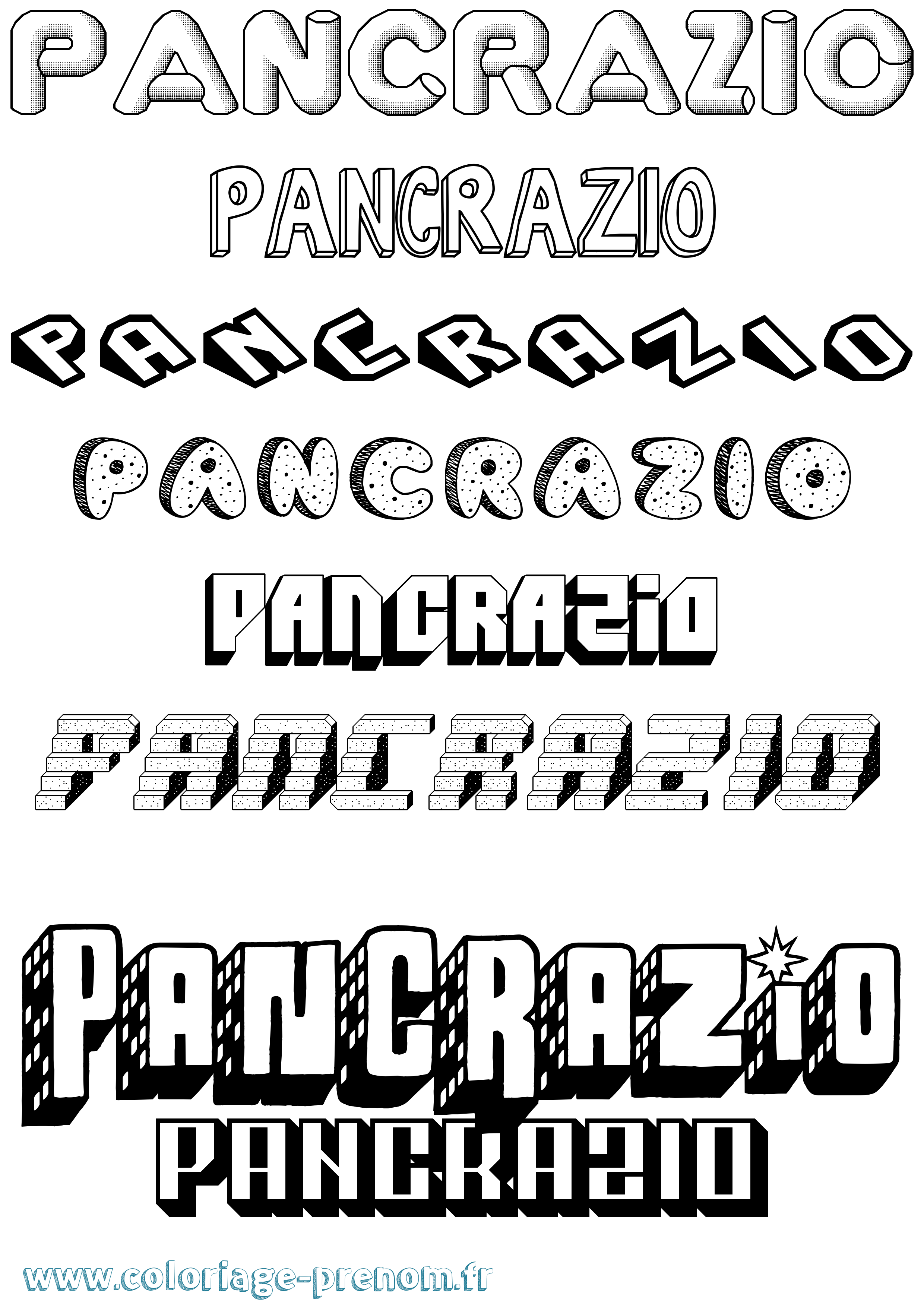 Coloriage Pancrazio Effet 3D Coloriage prénom Pancrazio Effet 3D