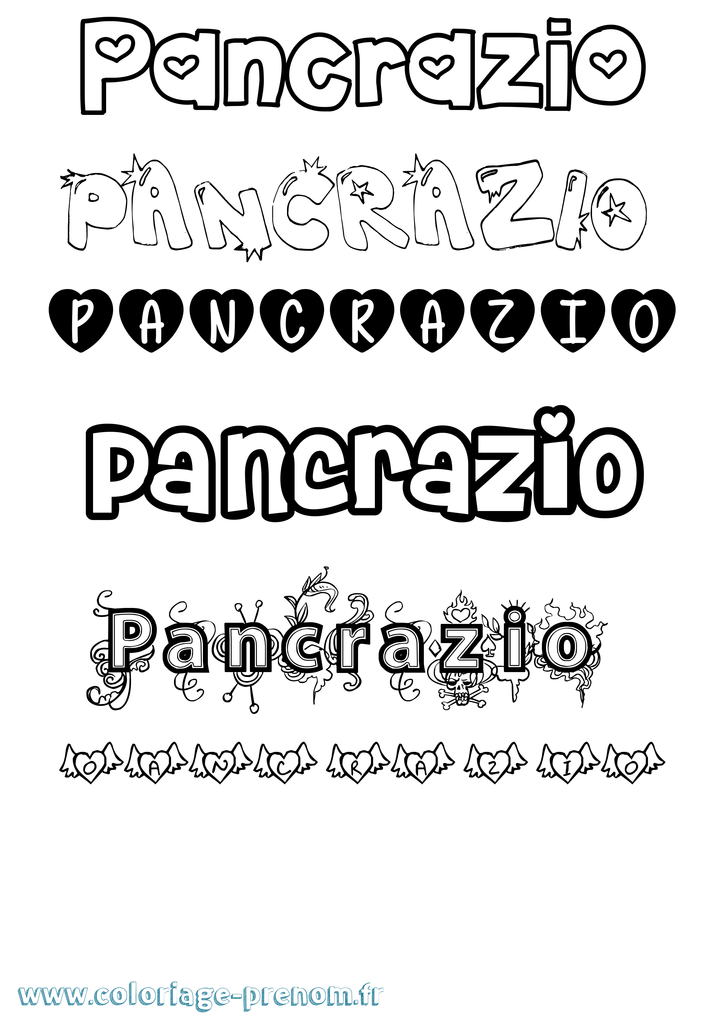 Coloriage Pancrazio Girly Coloriage prénom Pancrazio Girly